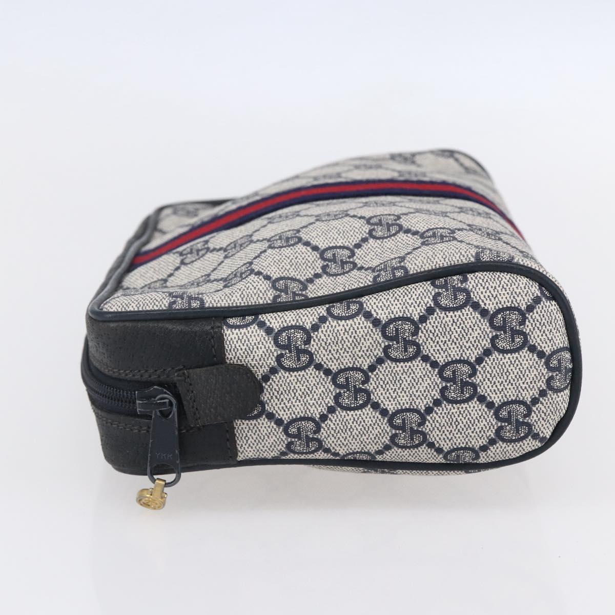 GUCCI GG Canvas Sherry Line Clutch Bag Red Navy 14.014.3553 Auth BA8450