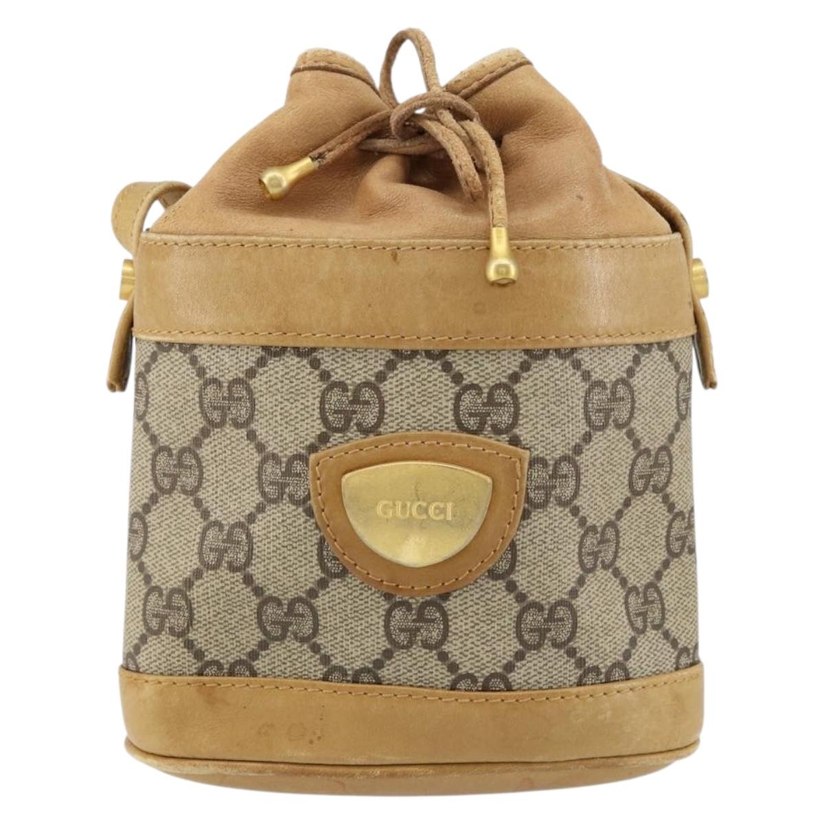 GUCCI GG Supreme Shoulder Bag PVC Beige Gold 001 261 0952 Auth BA8451