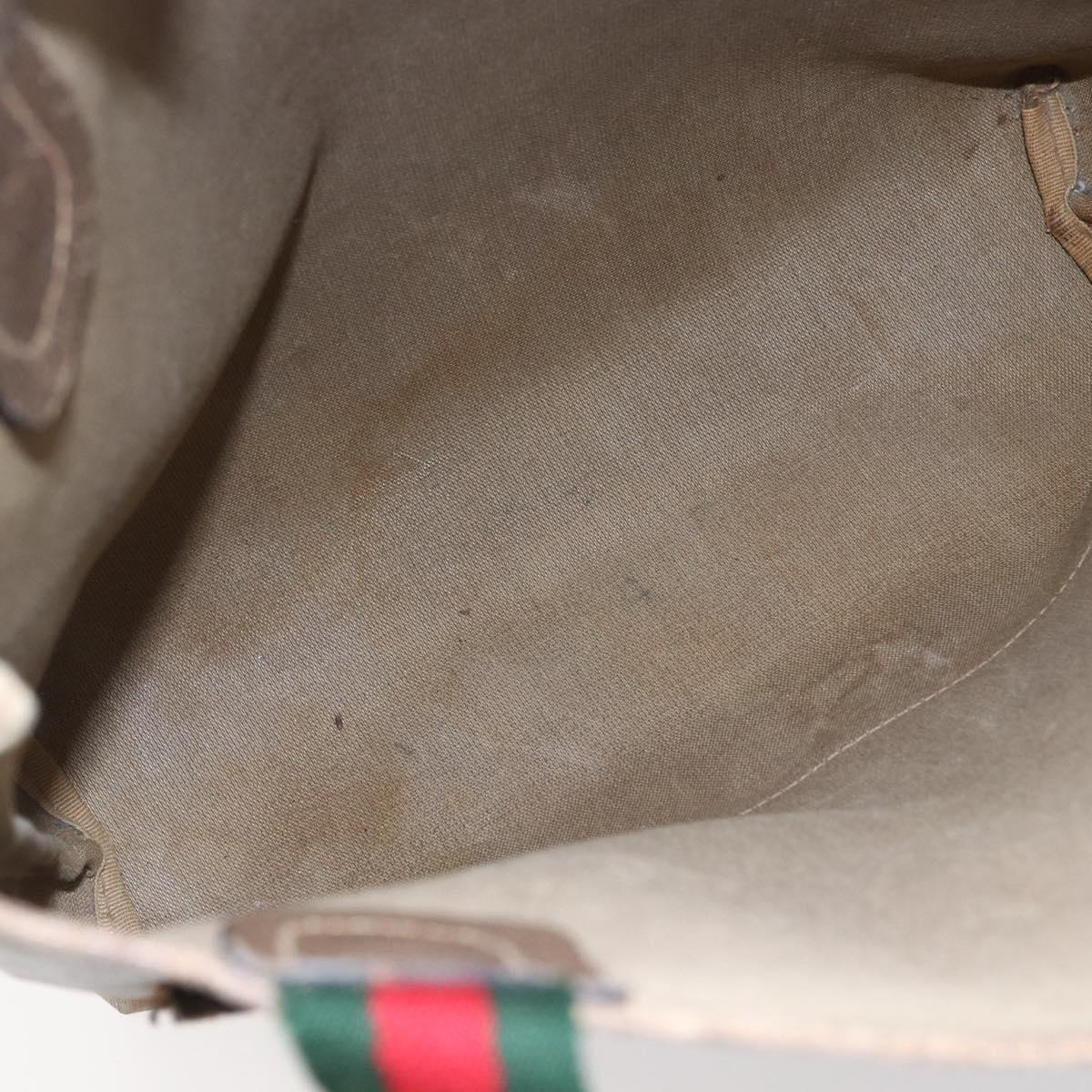 GUCCI GG Supreme Web Sherry Line Tote Bag PVC Beige Gold 39 02 003 Auth BA8453