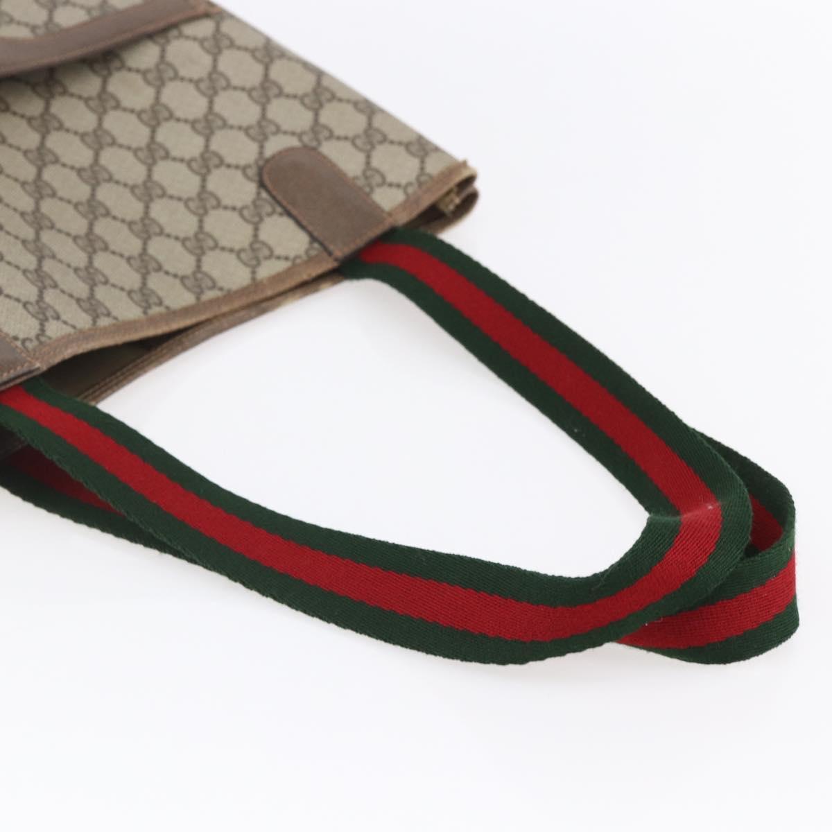 GUCCI GG Supreme Web Sherry Line Tote Bag PVC Beige Gold 39 02 003 Auth BA8453