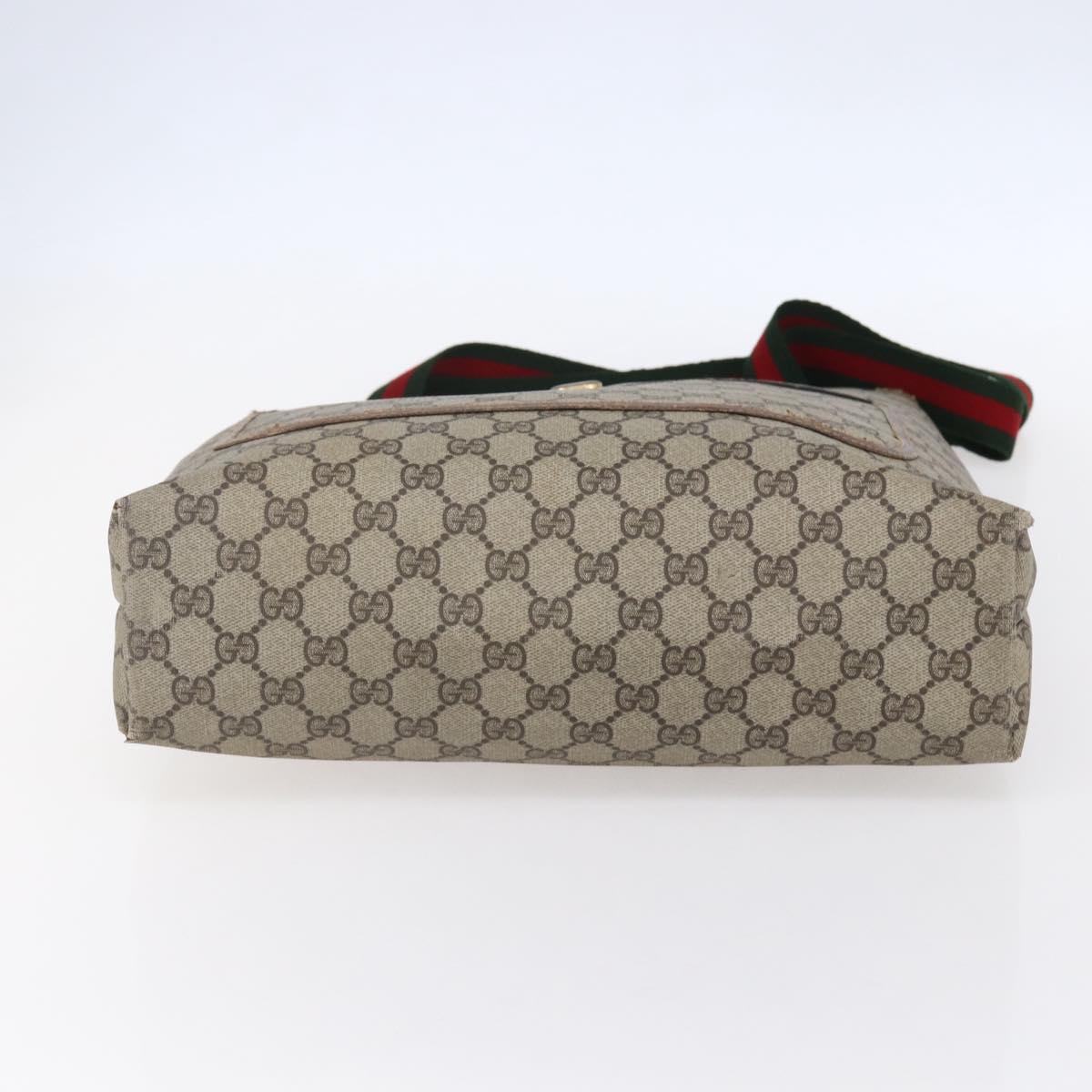 GUCCI GG Supreme Web Sherry Line Tote Bag PVC Beige Gold 39 02 003 Auth BA8453