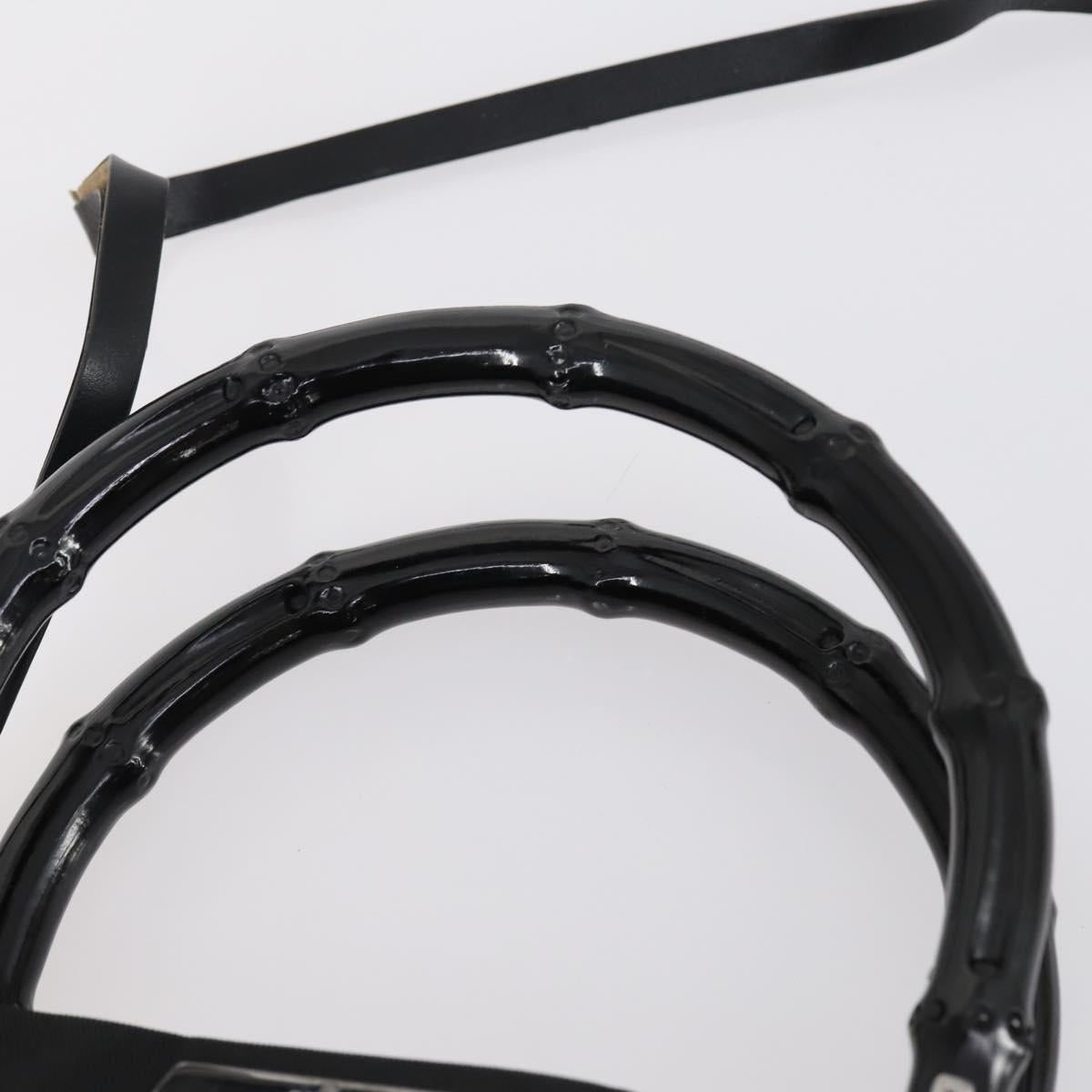 GUCCI GG Canvas Bamboo Tote Bag Nylon 2way Black Silver 002 1016 Auth BA8455