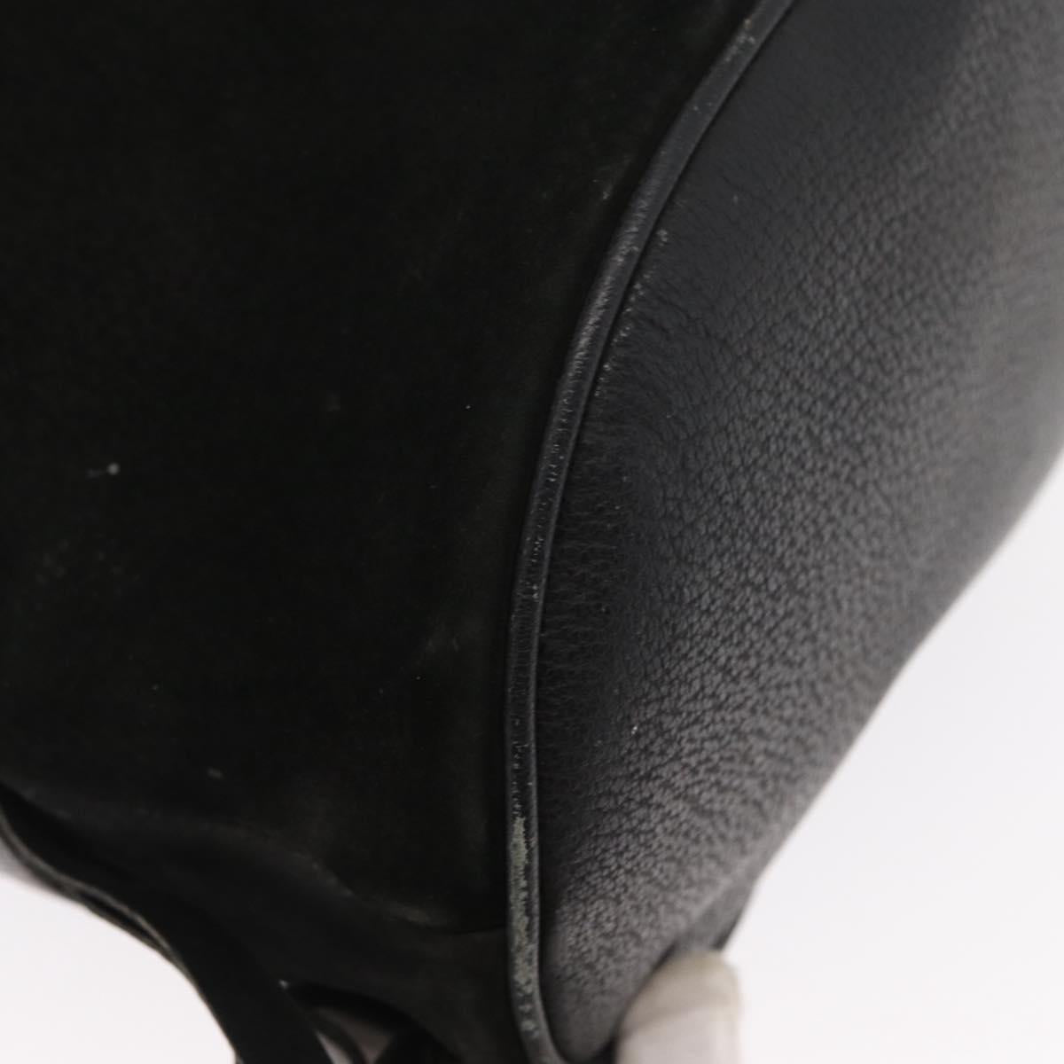 GUCCI Shoulder Bag Suede Leather Black Gold Auth BA8456