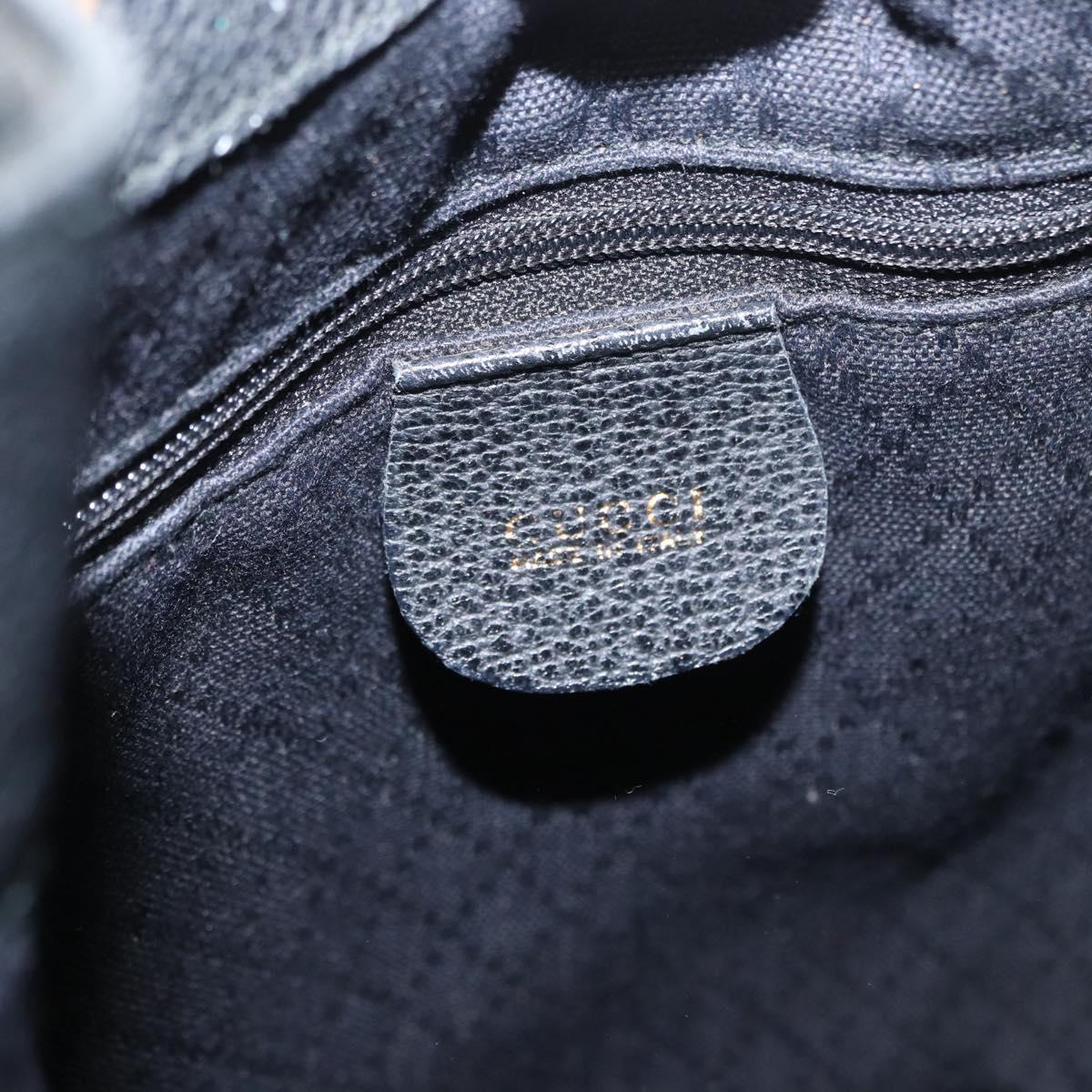 GUCCI Shoulder Bag Suede Leather Black Gold Auth BA8456