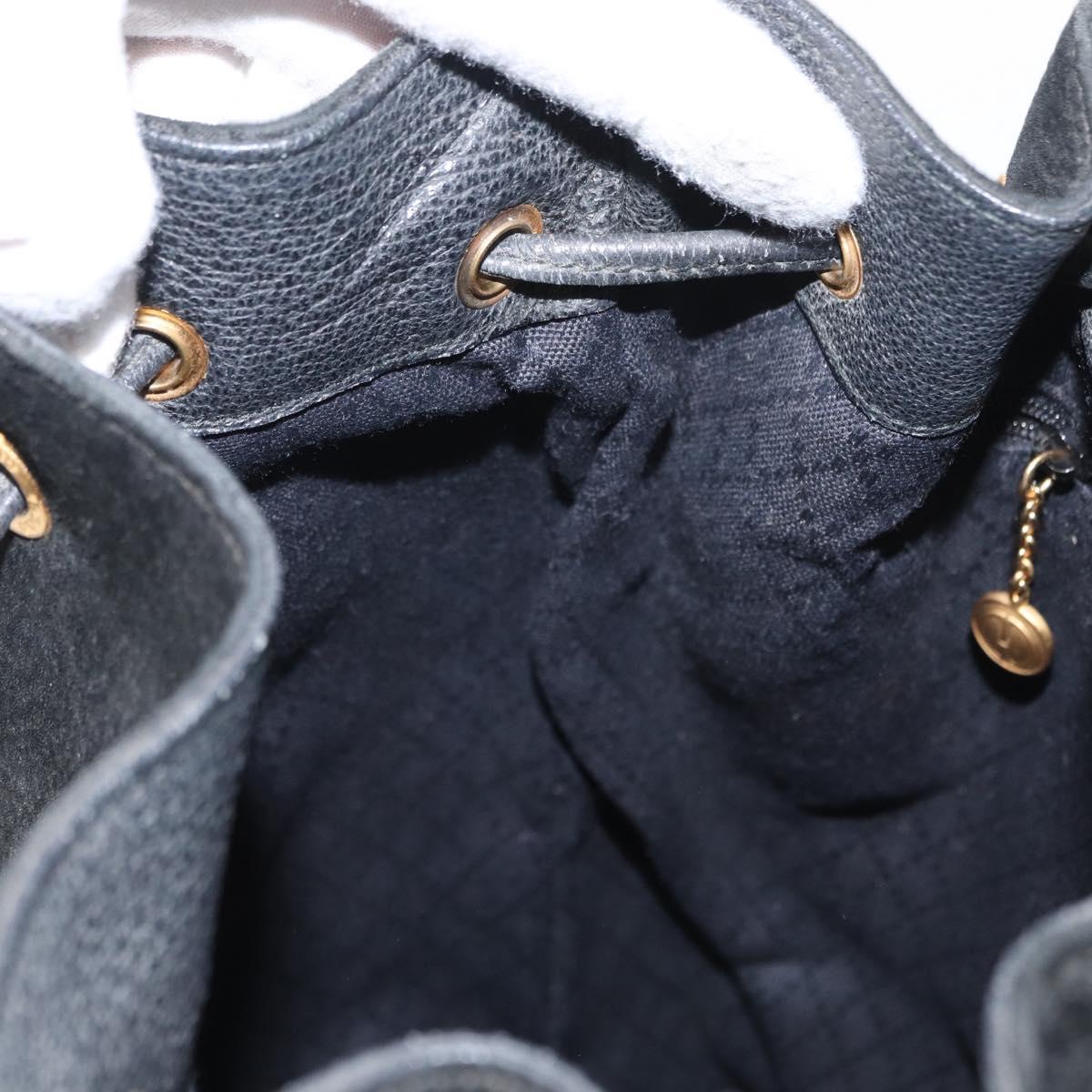 GUCCI Shoulder Bag Suede Leather Black Gold Auth BA8456