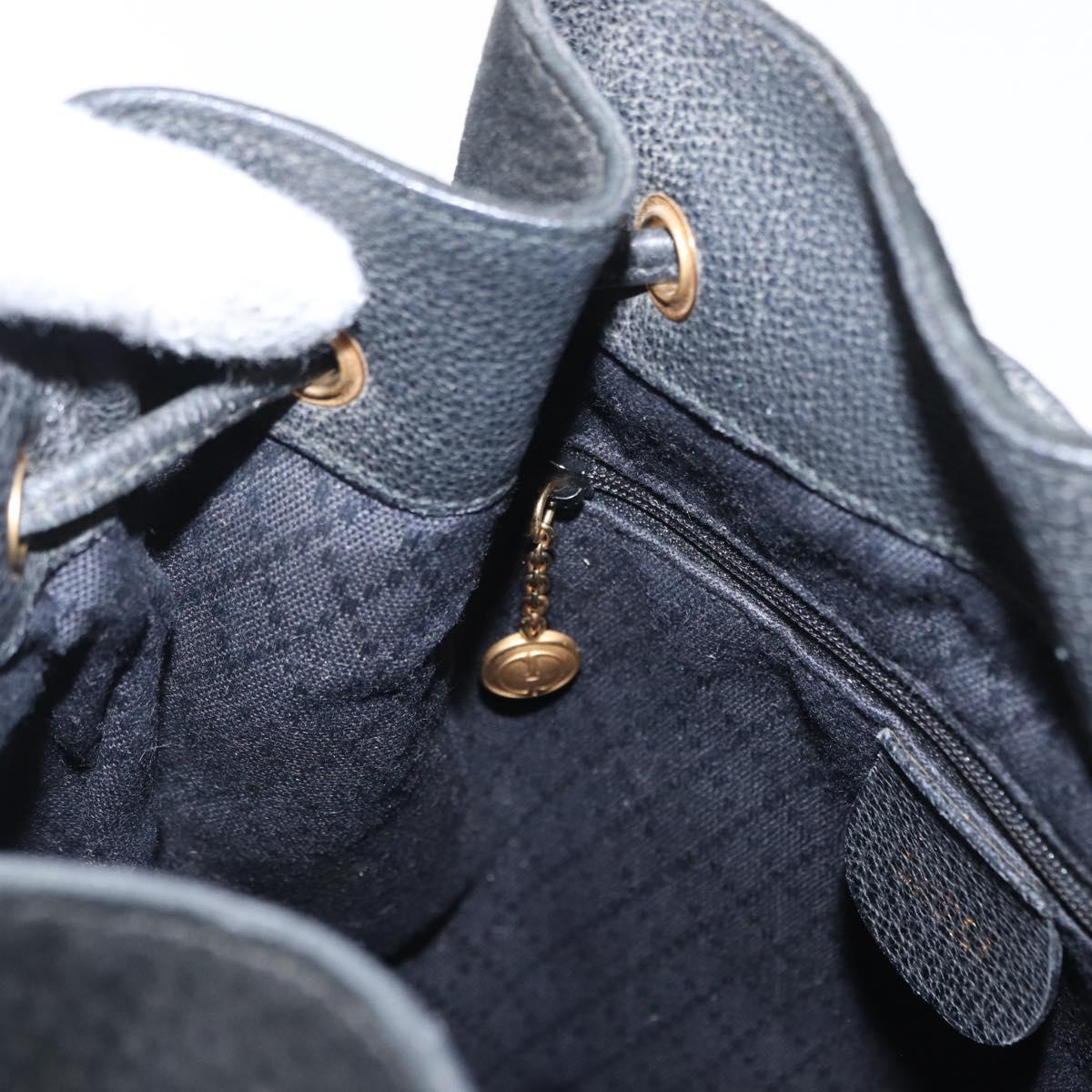 GUCCI Shoulder Bag Suede Leather Black Gold Auth BA8456