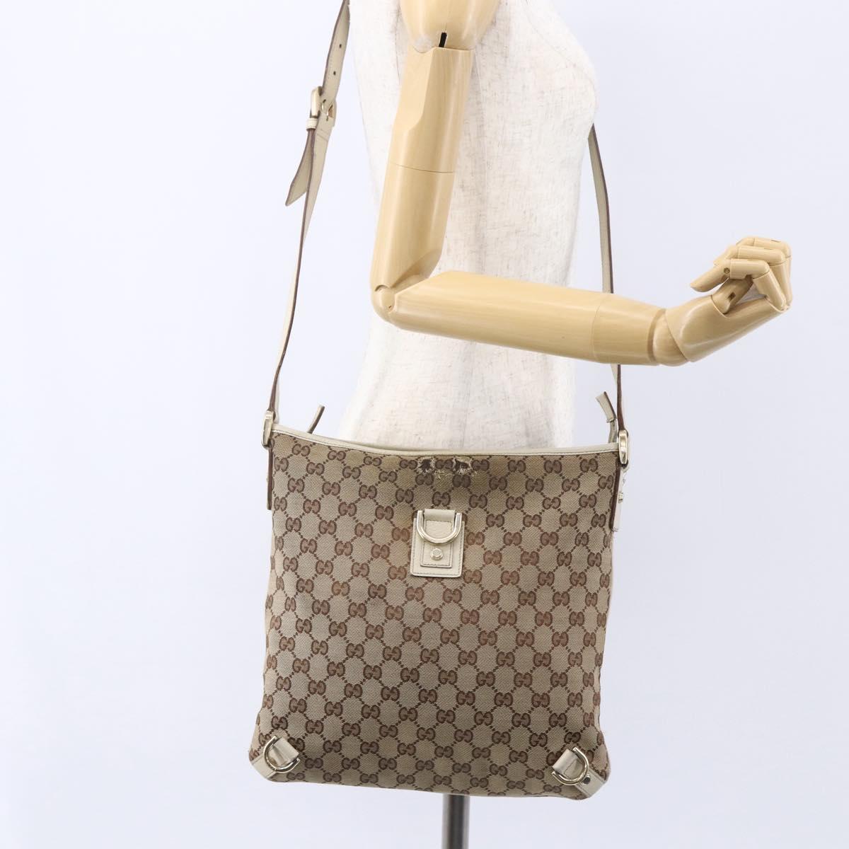 GUCCI GG Canvas Abbey Shoulder Bag Beige Gold 131326 Auth BA8457