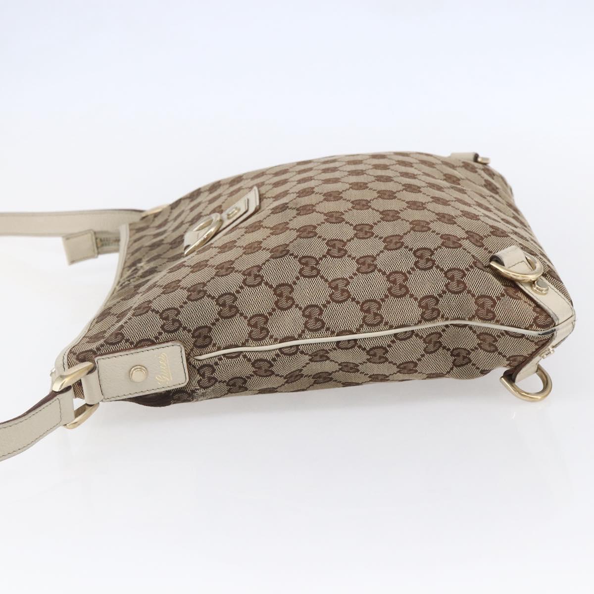 GUCCI GG Canvas Abbey Shoulder Bag Beige Gold 131326 Auth BA8457