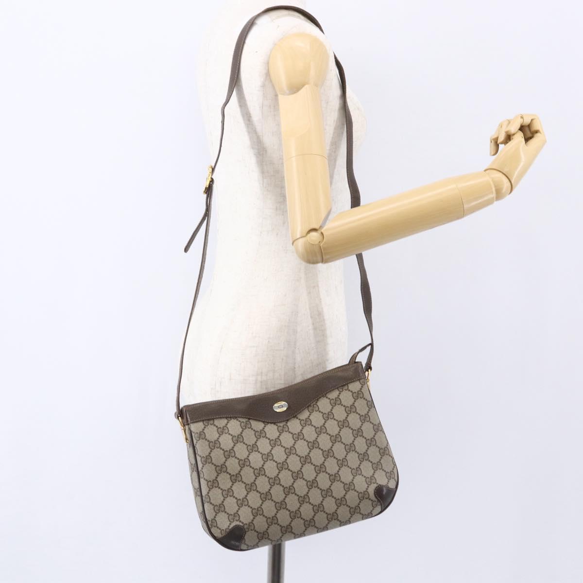 GUCCI GG Supreme Shoulder Bag PVC Beige Gold 32 02 022 Auth BA8458