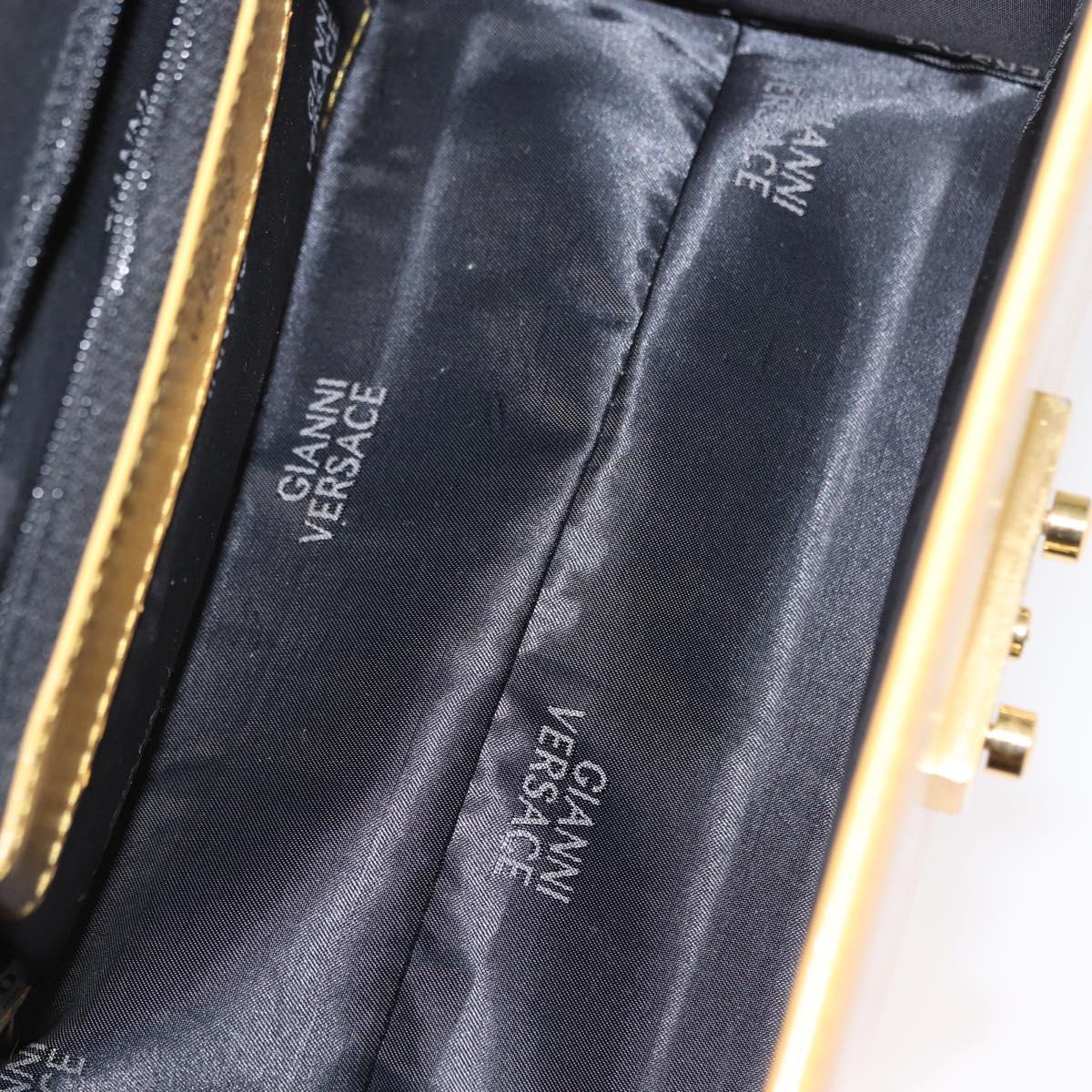 Gianni Versace Sunburst Hand Bag Leather Yellow Gold Auth BA8459