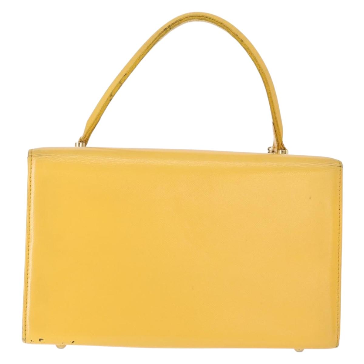 Gianni Versace Sunburst Hand Bag Leather Yellow Gold Auth BA8459