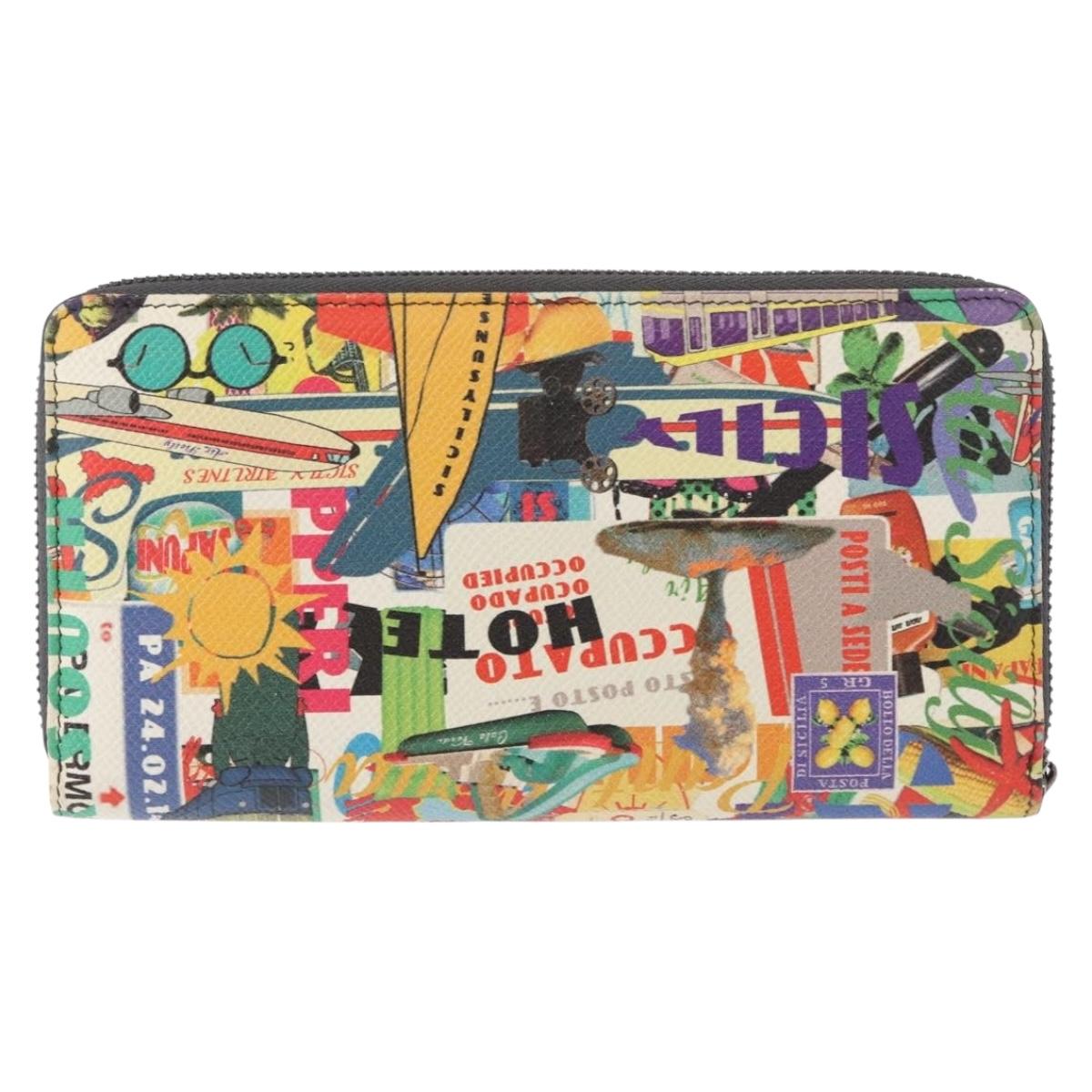 DOLCE&GABBANA Long Wallet Leather Multicolor Auth BA8461