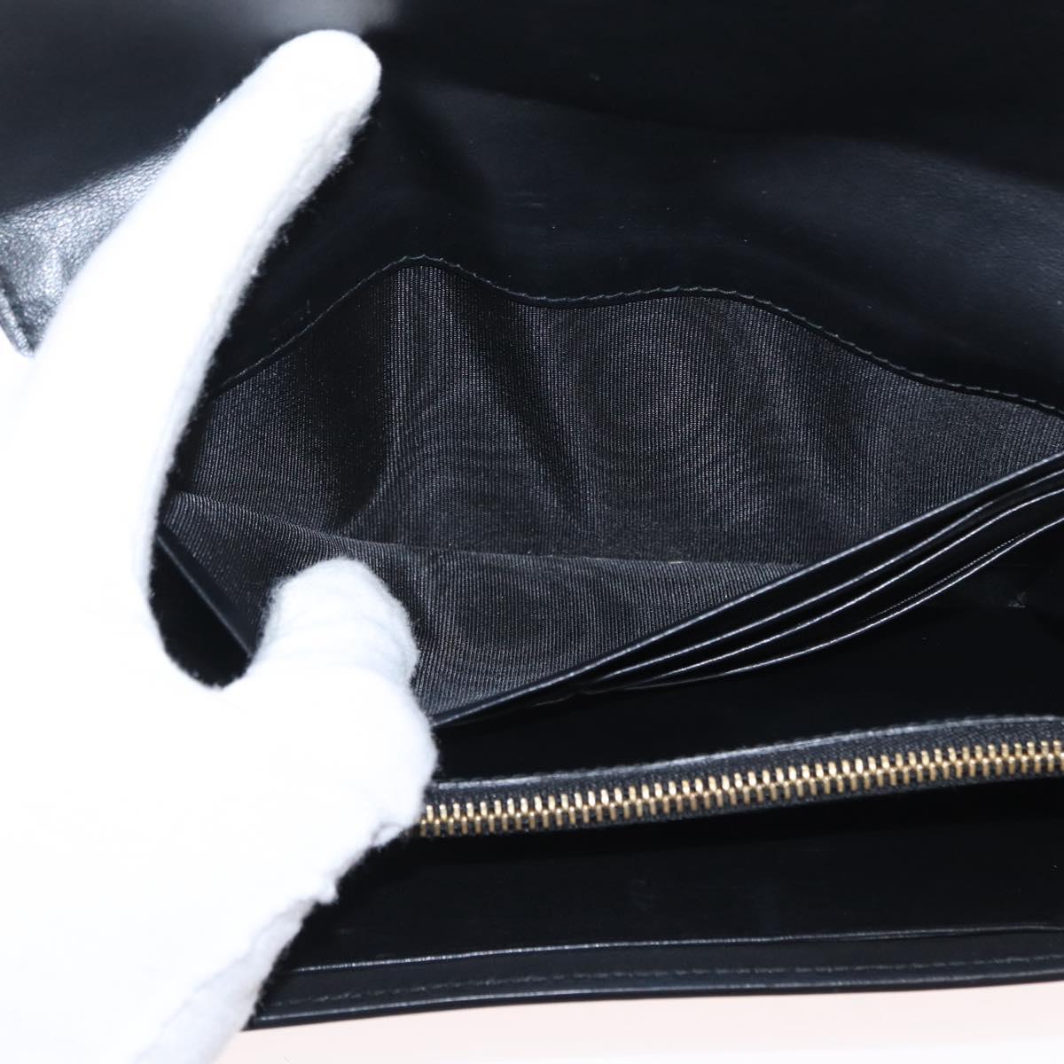 Salvatore Ferragamo Gancini Long Wallet Leather Black Gold Auth BA8462