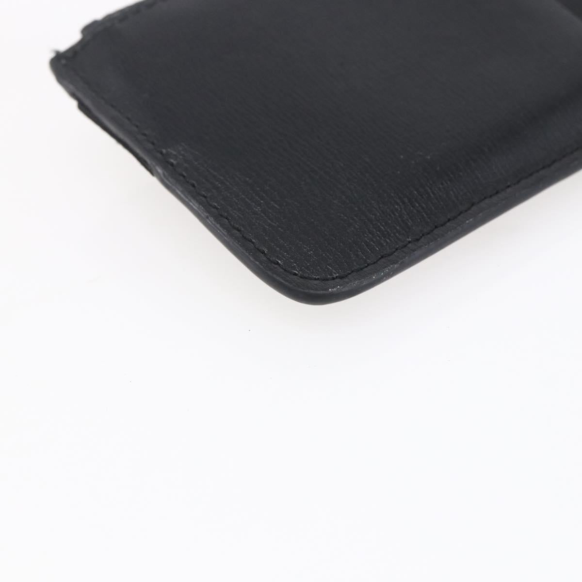 Salvatore Ferragamo Vala Card Case Leather Black Gold Auth BA8463