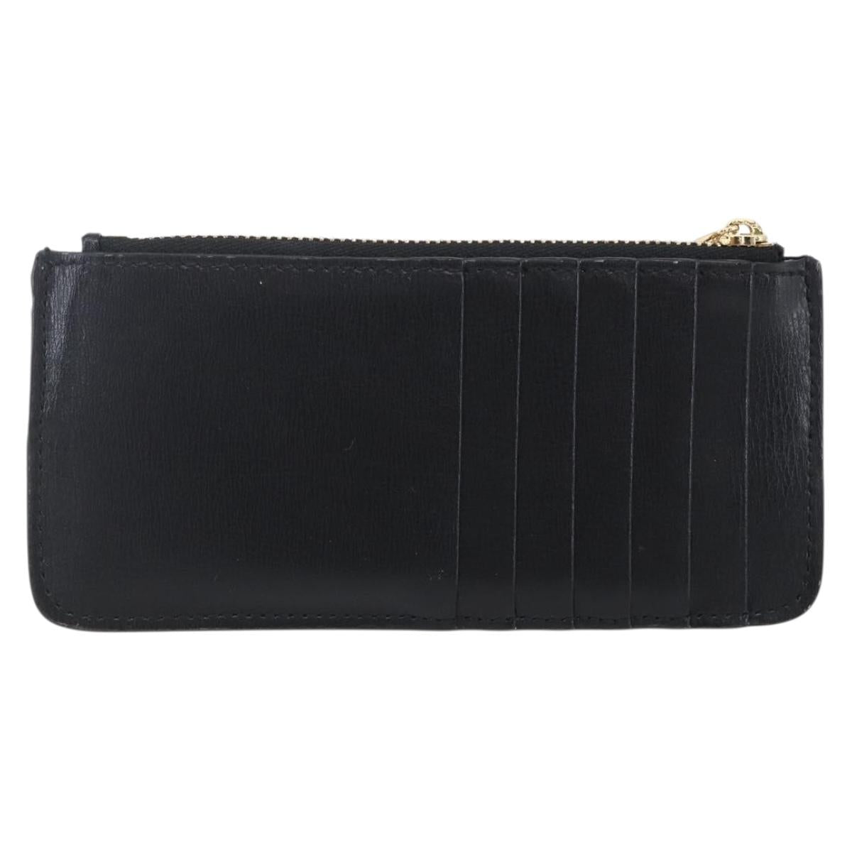 Salvatore Ferragamo Vala Card Case Leather Black Gold Auth BA8463