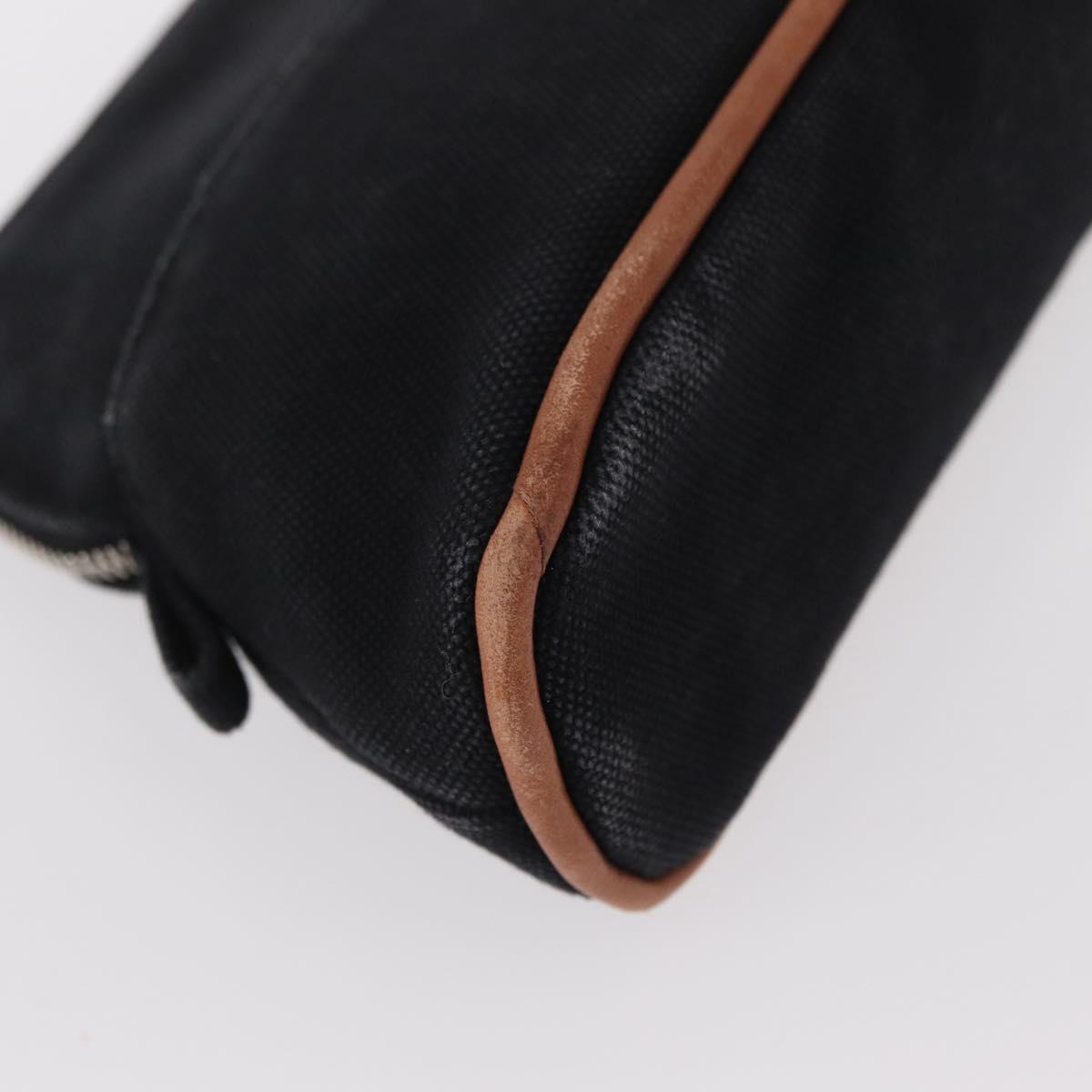 HERMES Bolide Pouch Mini Mini Pouch Canvas Black Gold Auth BA8465