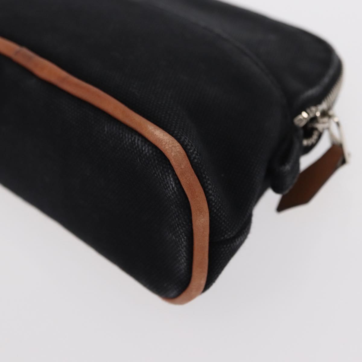 HERMES Bolide Pouch Mini Mini Pouch Canvas Black Gold Auth BA8465