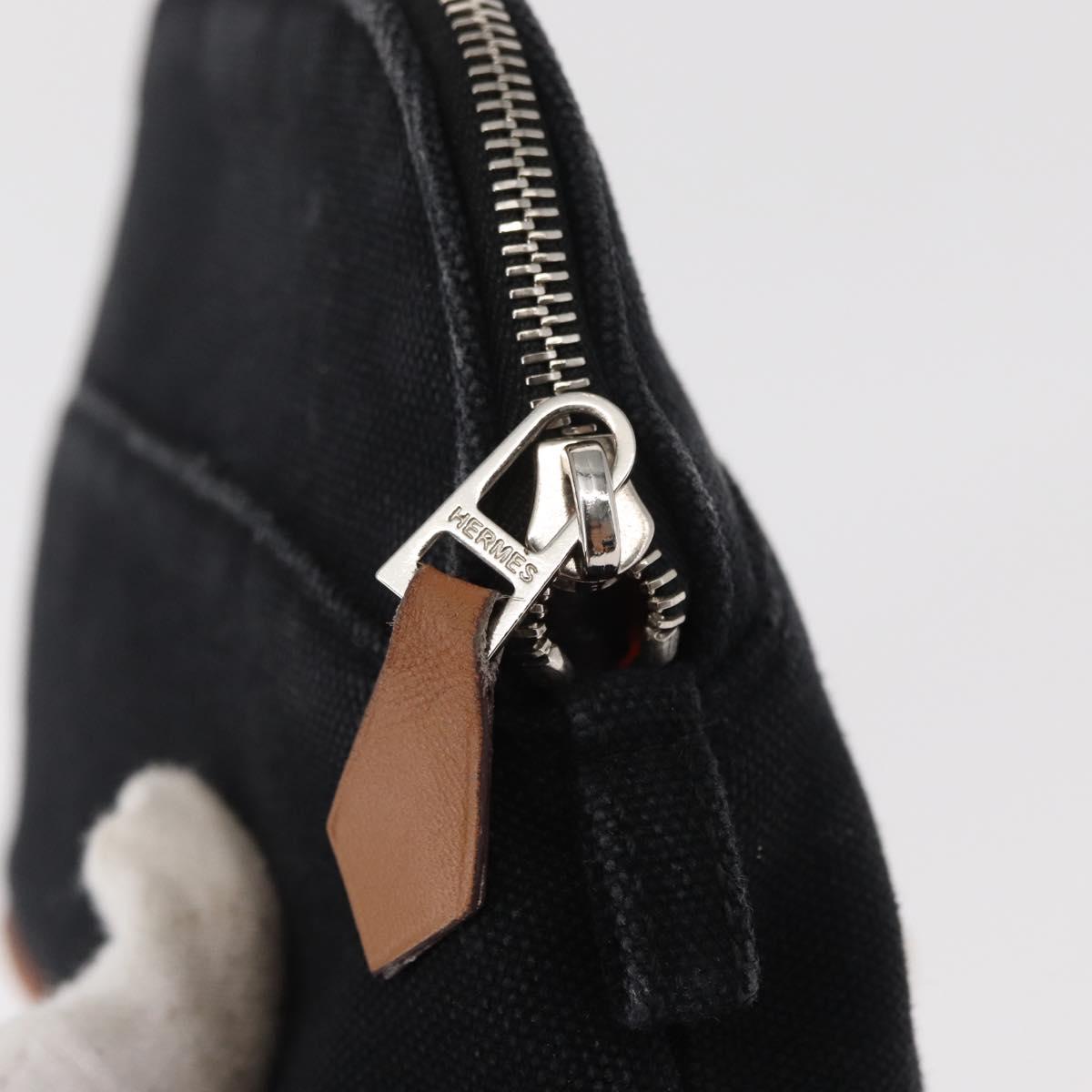 HERMES Bolide Pouch Mini Mini Pouch Canvas Black Gold Auth BA8465