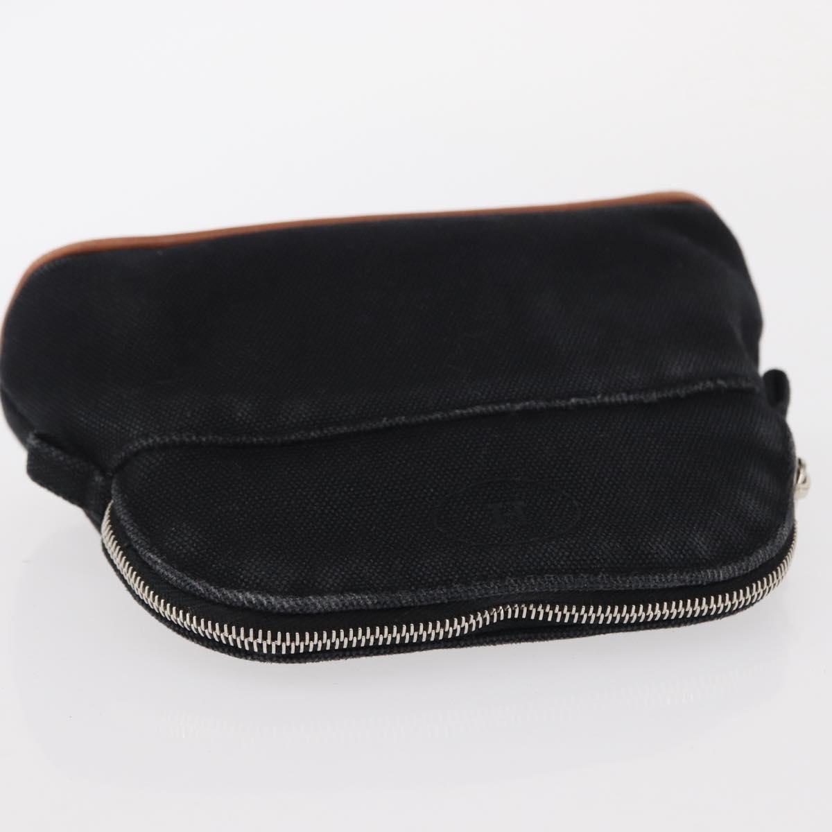 HERMES Bolide Pouch Mini Mini Pouch Canvas Black Gold Auth BA8465