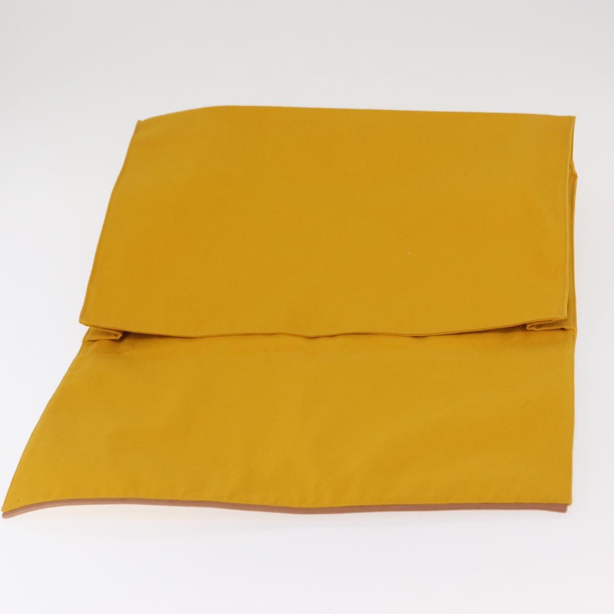 HERMES Clutch Bag Canvas Yellow Auth BA8466