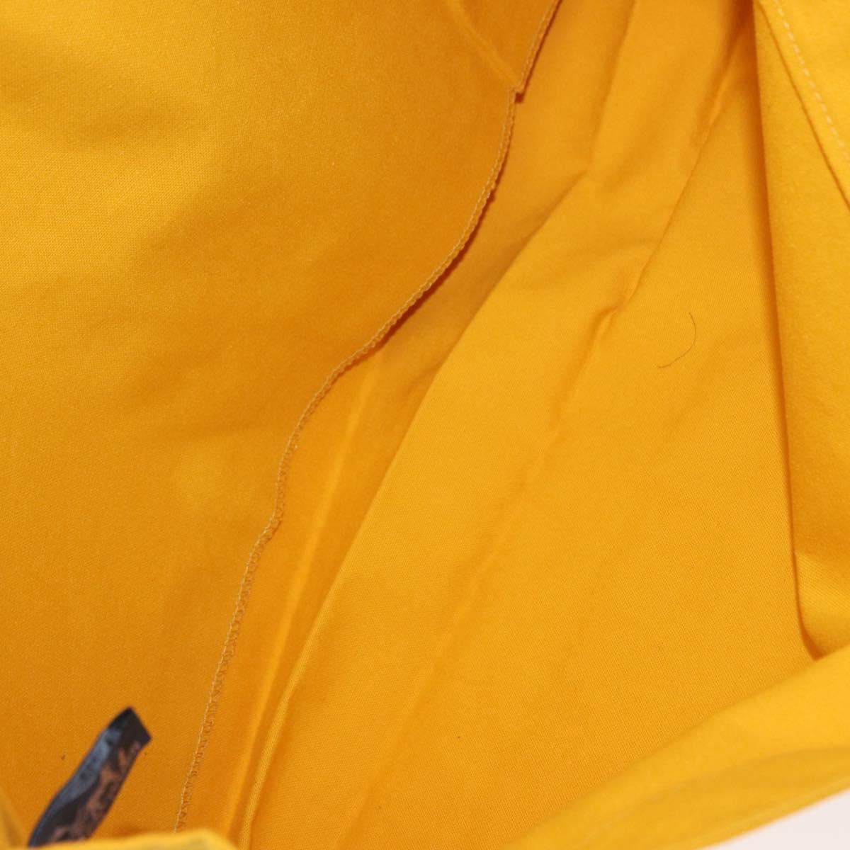 HERMES Clutch Bag Canvas Yellow Auth BA8466