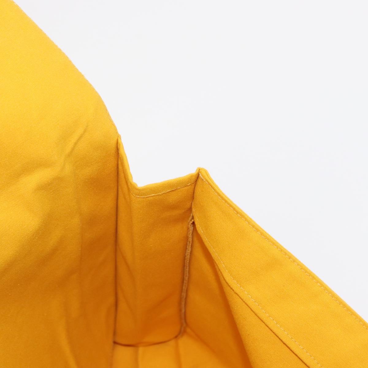 HERMES Clutch Bag Canvas Yellow Auth BA8466