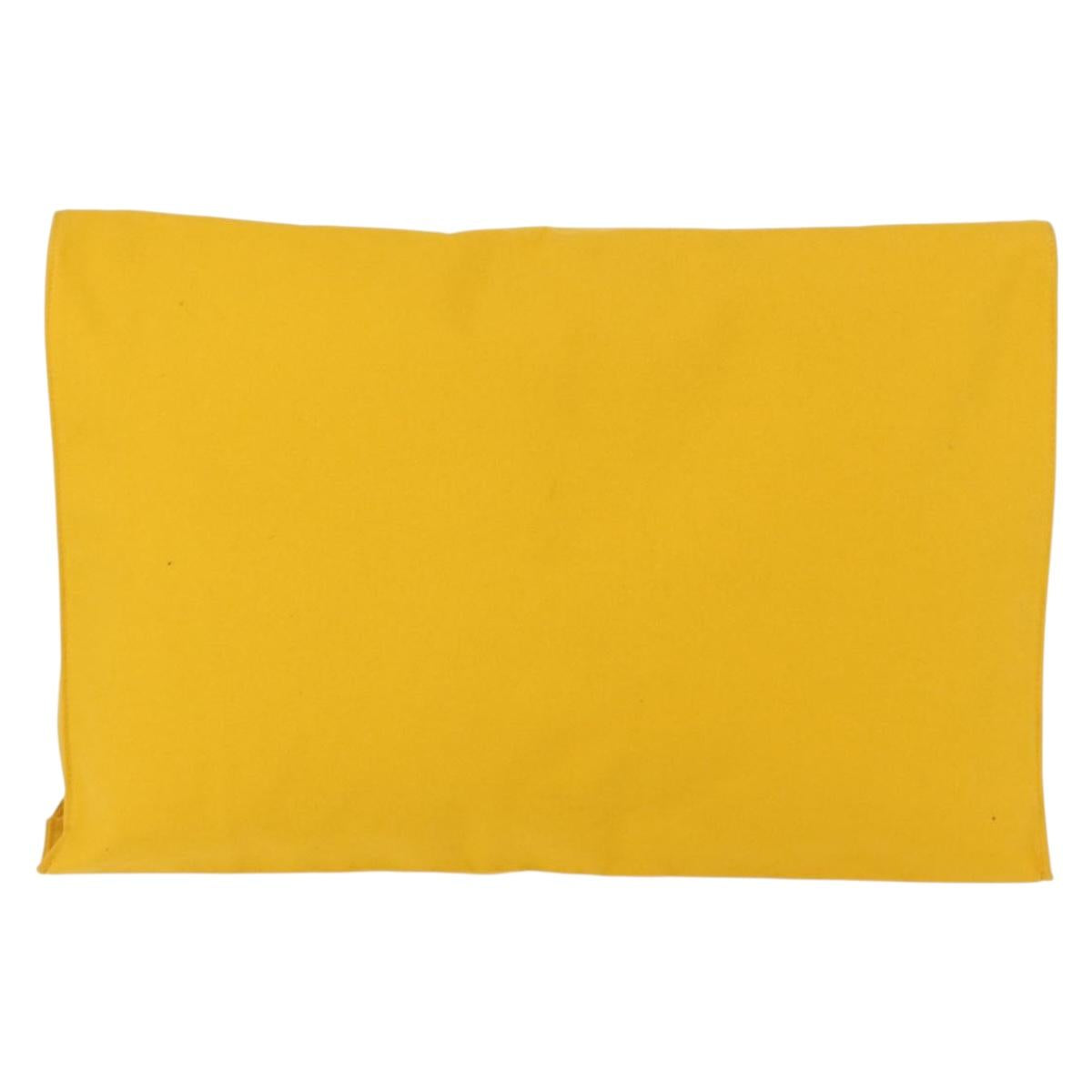 HERMES Clutch Bag Canvas Yellow Auth BA8466
