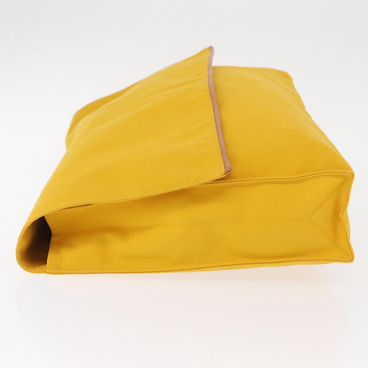 HERMES Clutch Bag Canvas Yellow Auth BA8466