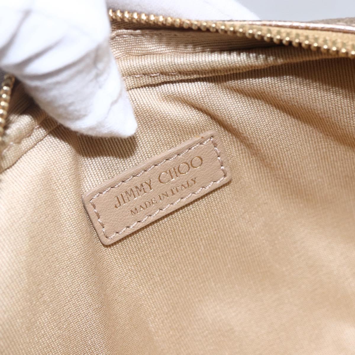 Jimmy Choo Studs Pouch Leather Gold Auth BA8467