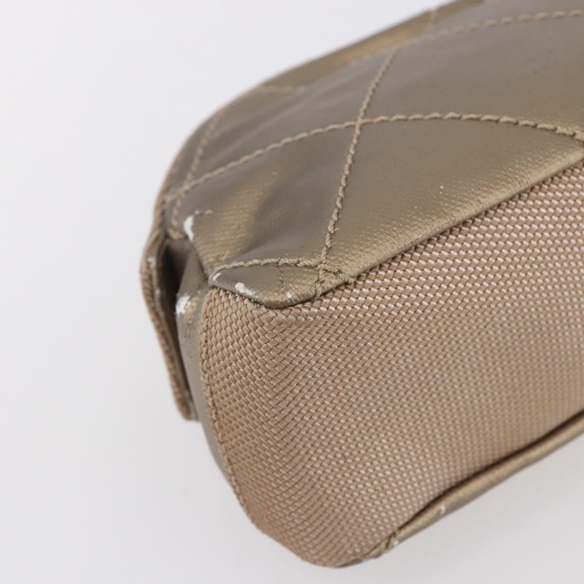 CHANEL Paris Biarritz Pouch Leather Gold CC Auth BA8468