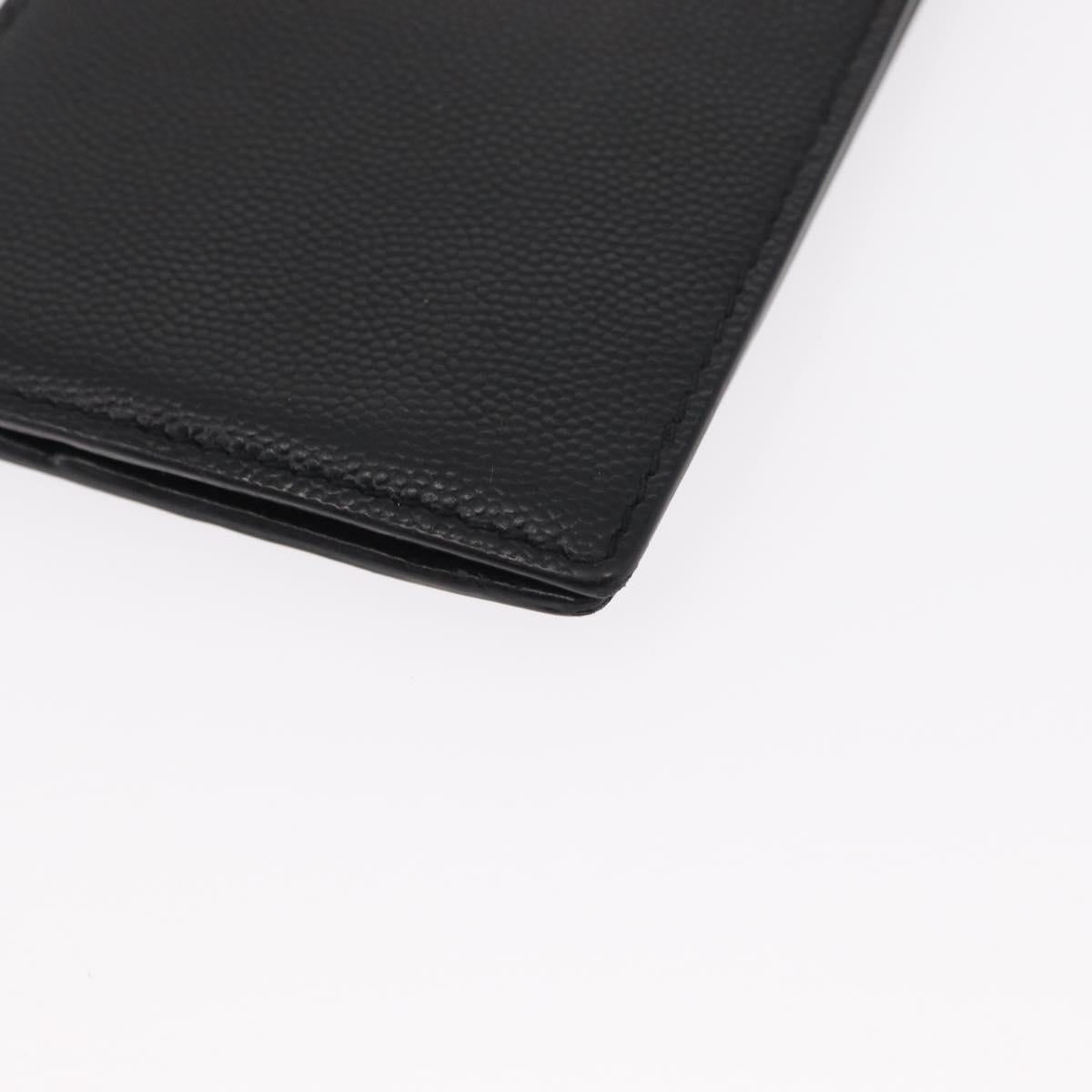 SAINT LAURENT Bill Clip Wallet Leather Black Silver Auth BA8469