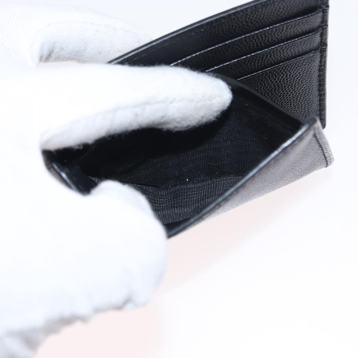 SAINT LAURENT Bill Clip Wallet Leather Black Silver Auth BA8469