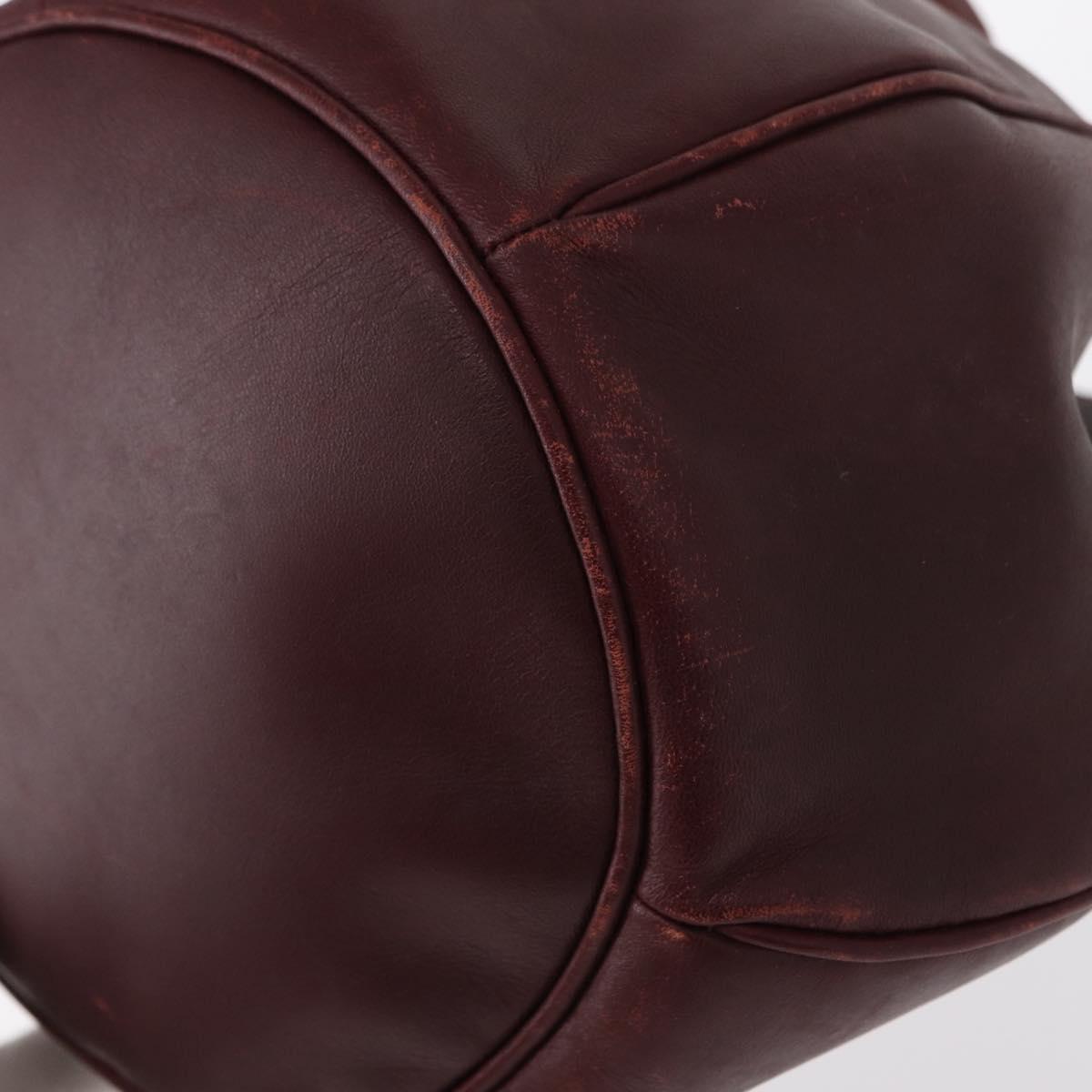 CARTIER Must Line Shoulder Bag Leather Bordeaux Gold Auth BA8472