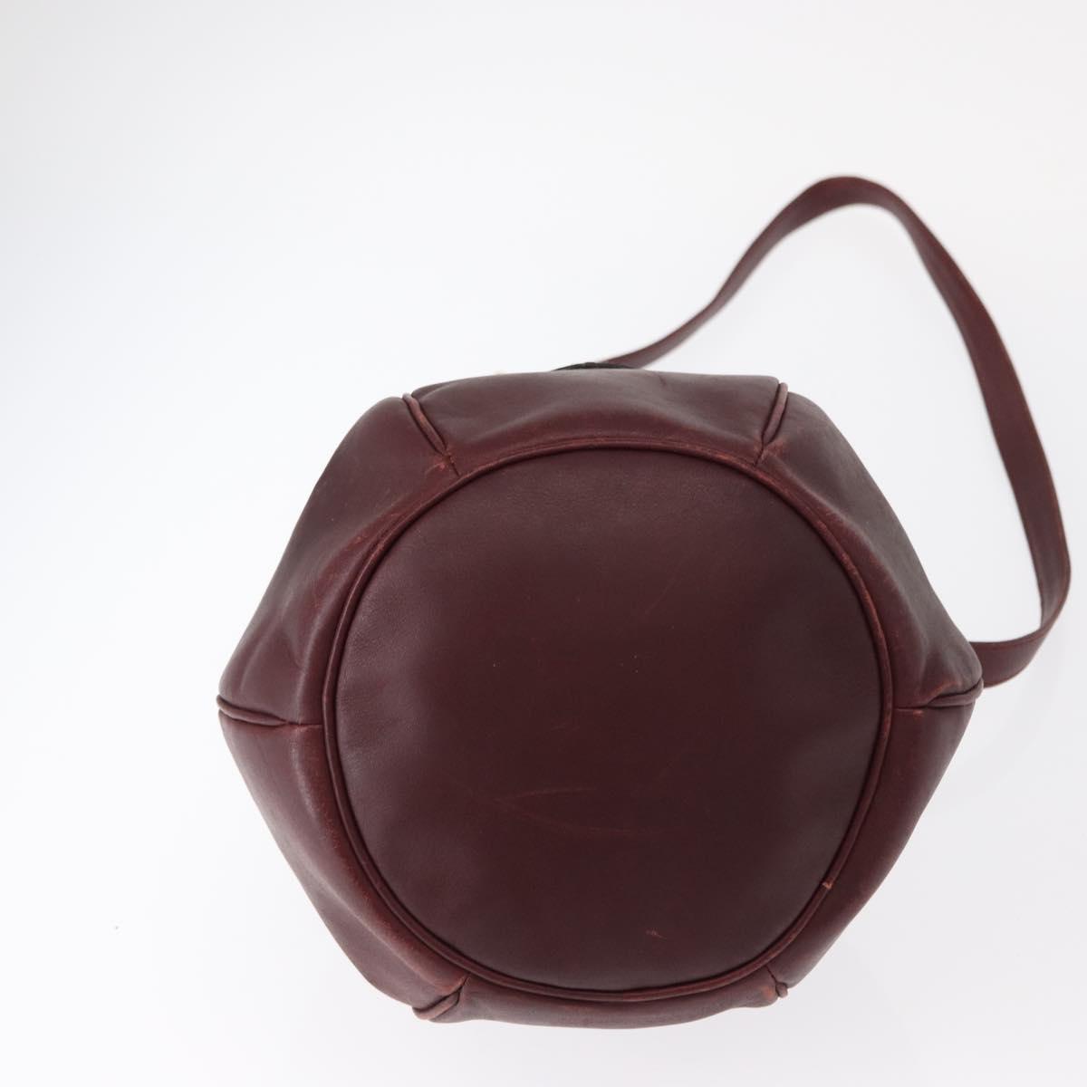 CARTIER Must Line Shoulder Bag Leather Bordeaux Gold Auth BA8472