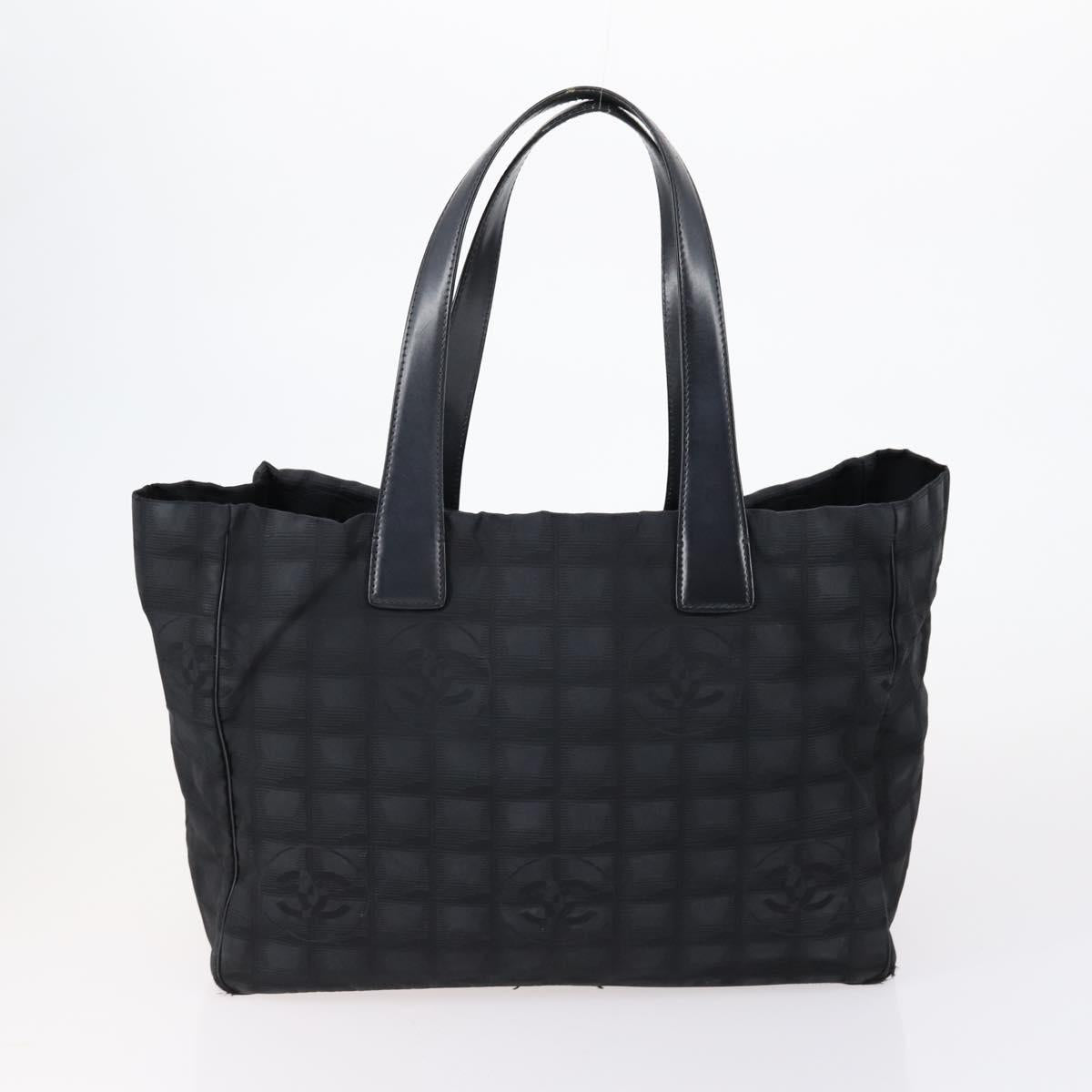 CHANEL New Travel Line Tote Bag Nylon 2 Set Black CC Auth BA8474