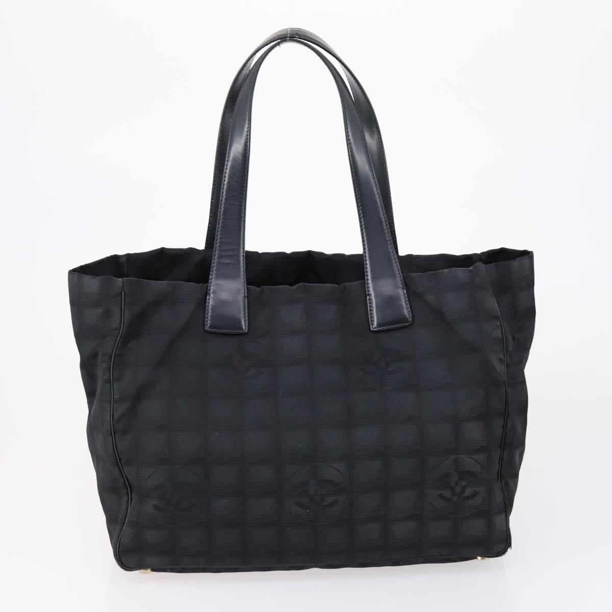 CHANEL New Travel Line Tote Bag Nylon 2 Set Black CC Auth BA8474