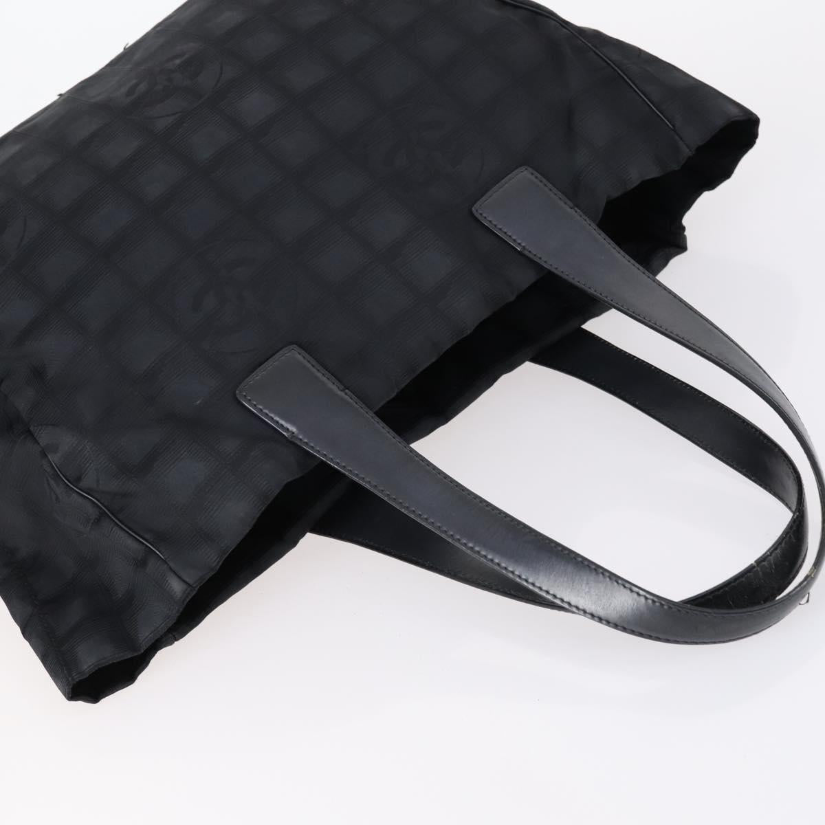 CHANEL New Travel Line Tote Bag Nylon 2 Set Black CC Auth BA8474