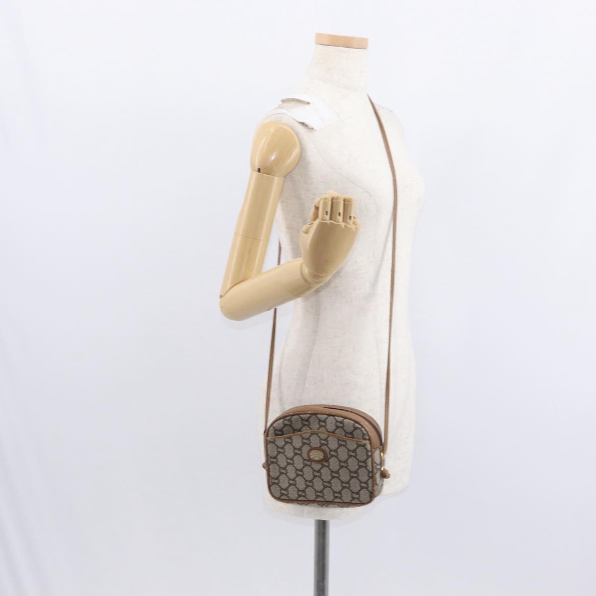 GUCCI GG Plus Supreme Shoulder Bag PVC Beige Gold Auth BA8484