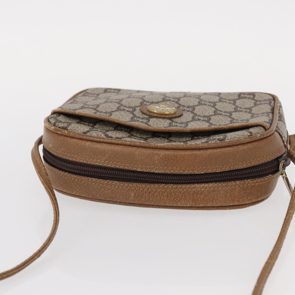 GUCCI GG Plus Supreme Shoulder Bag PVC Beige Gold Auth BA8484