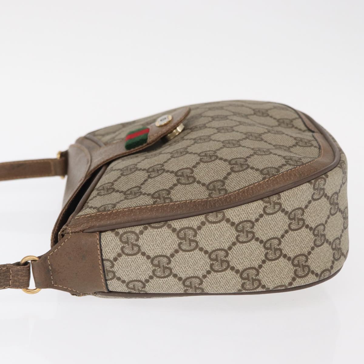 GUCCI GG Supreme Web Sherry Line Bag PVC Beige Gold 10 02 056 Auth BA8485