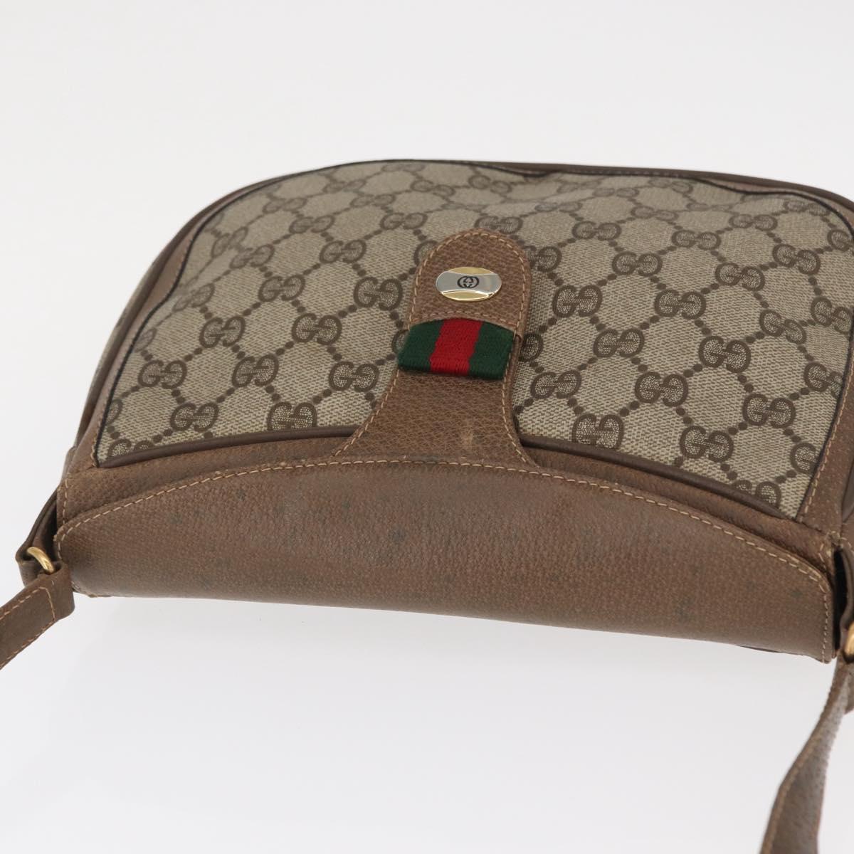 GUCCI GG Supreme Web Sherry Line Bag PVC Beige Gold 10 02 056 Auth BA8485