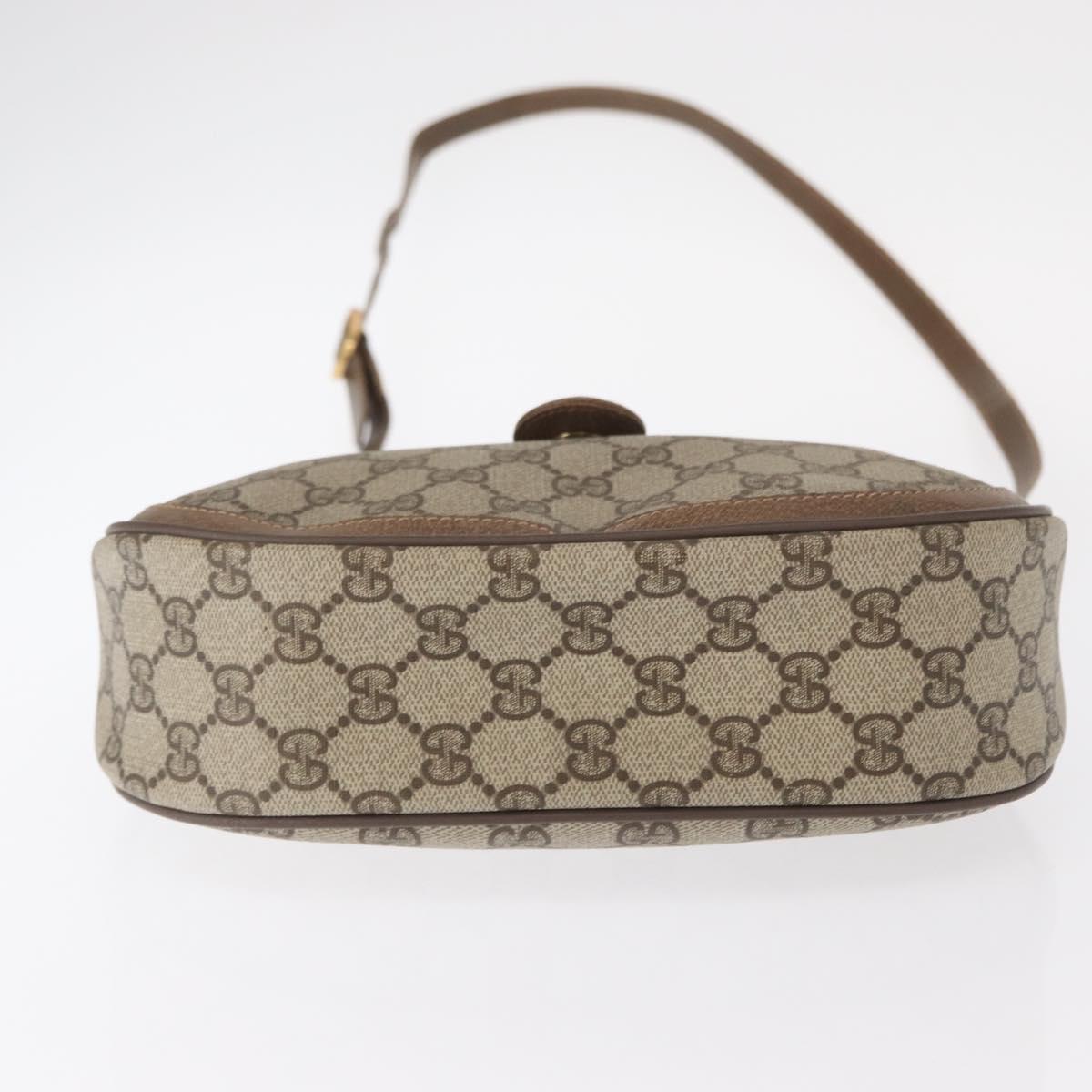 GUCCI GG Supreme Web Sherry Line Bag PVC Beige Gold 10 02 056 Auth BA8485