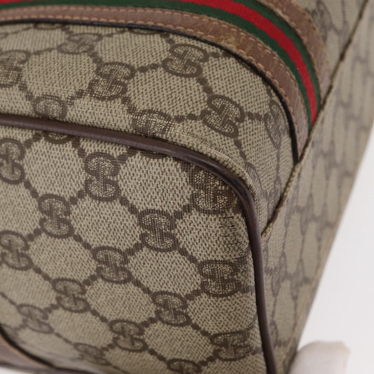 GUCCI GG Supreme Web Sherry Line Bag PVC Beige Gold 002 115 6697 Auth BA8486