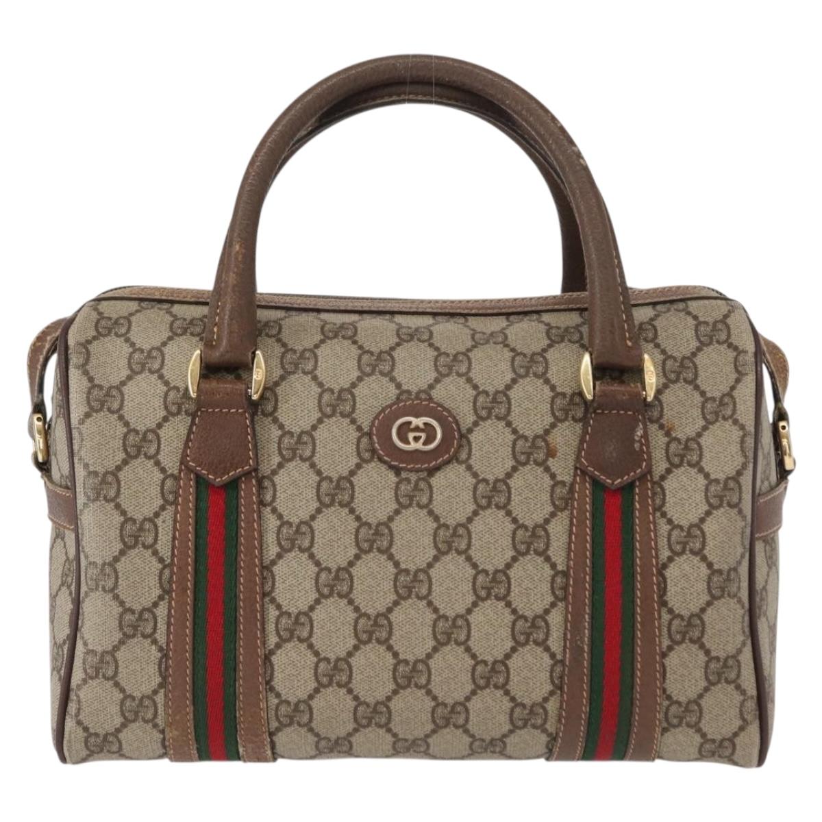 GUCCI GG Supreme Web Sherry Line Bag PVC Beige Gold 002 115 6697 Auth BA8486
