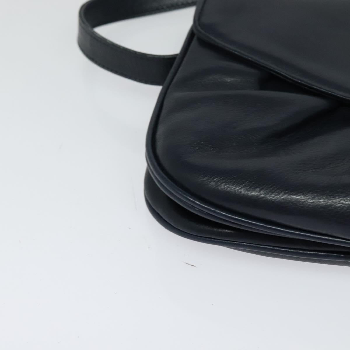 GUCCI Shoulder Bag Leather Navy Auth BA849