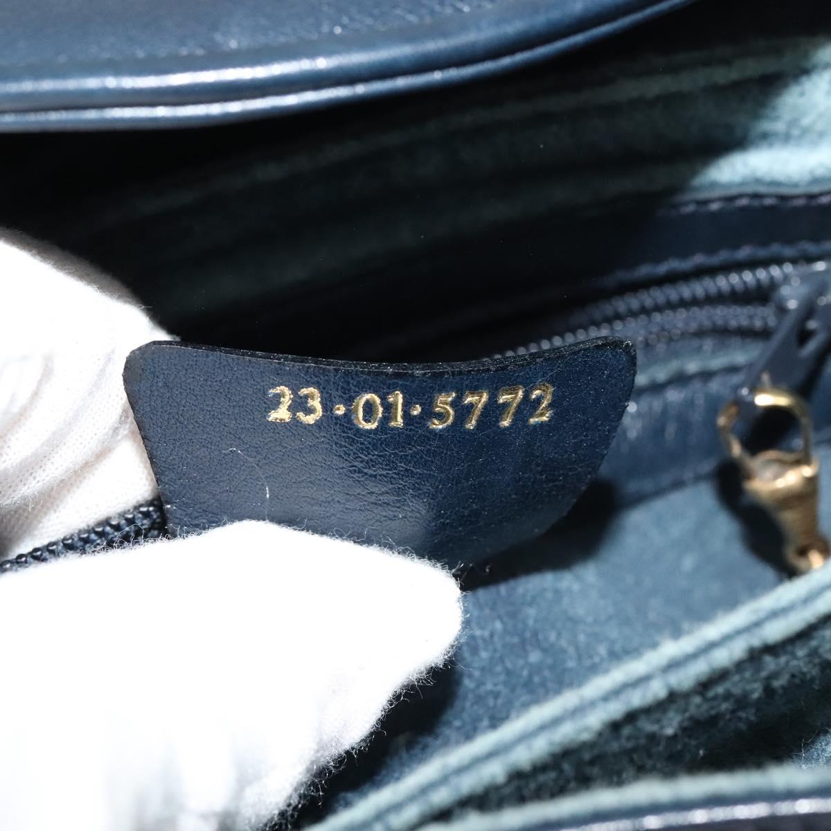 GUCCI Shoulder Bag Leather Navy Auth BA849