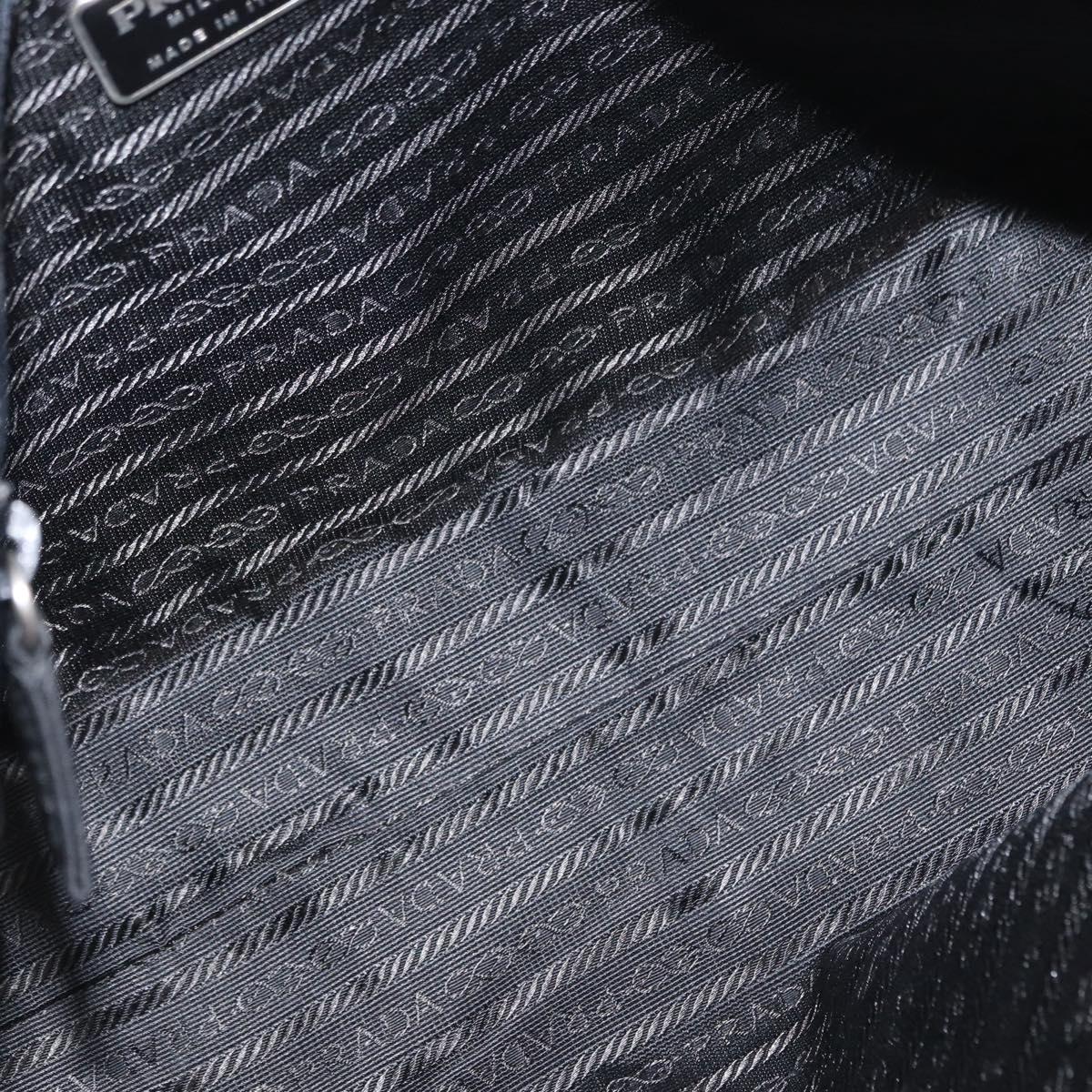 PRADA Hand Bag Nylon Black Silver Auth BA8490