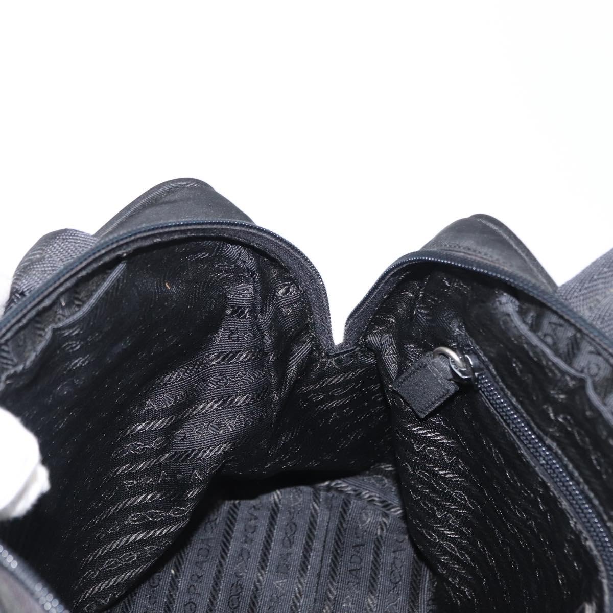 PRADA Hand Bag Nylon Black Silver Auth BA8490