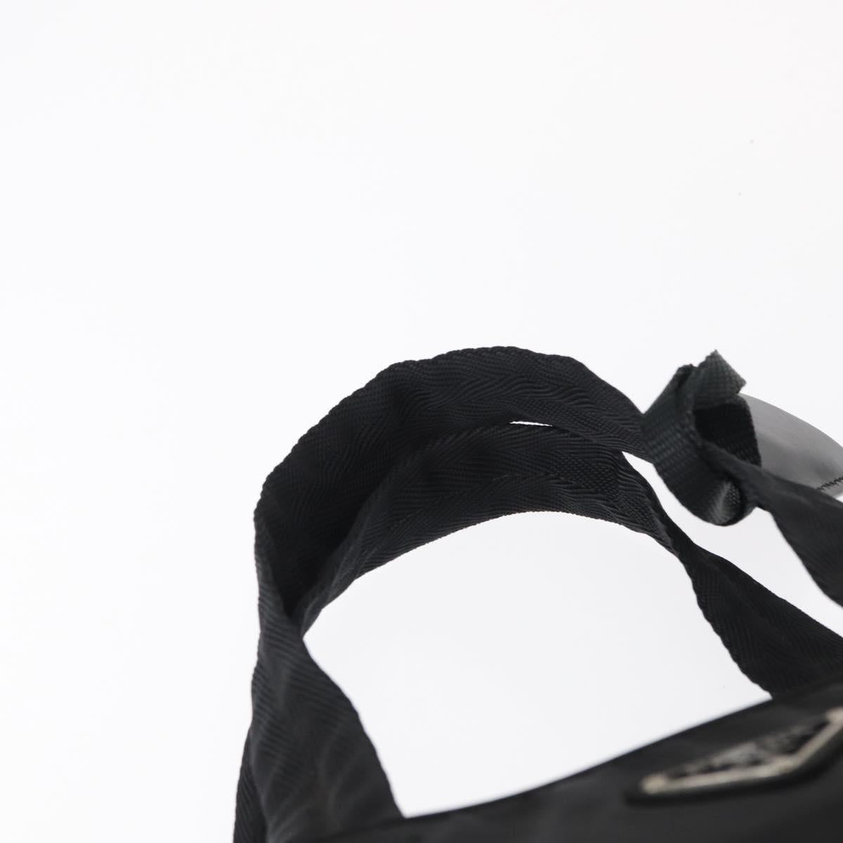 PRADA Hand Bag Nylon Black Silver Auth BA8490