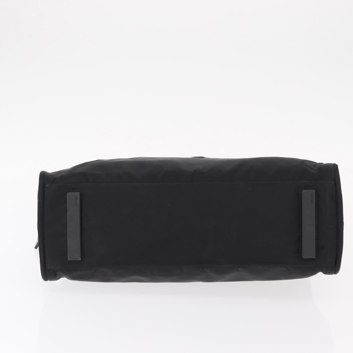 PRADA Hand Bag Nylon Black Silver Auth BA8490